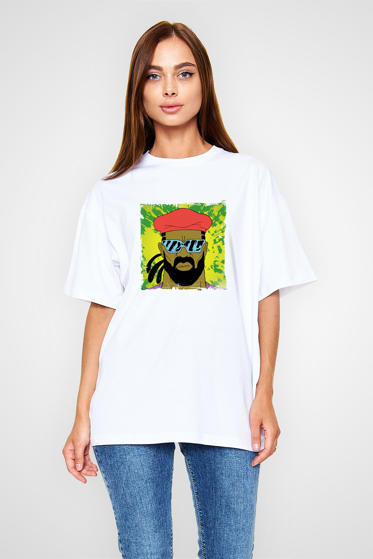 Major LazerBaskılı Beyaz Oversize Tişört
