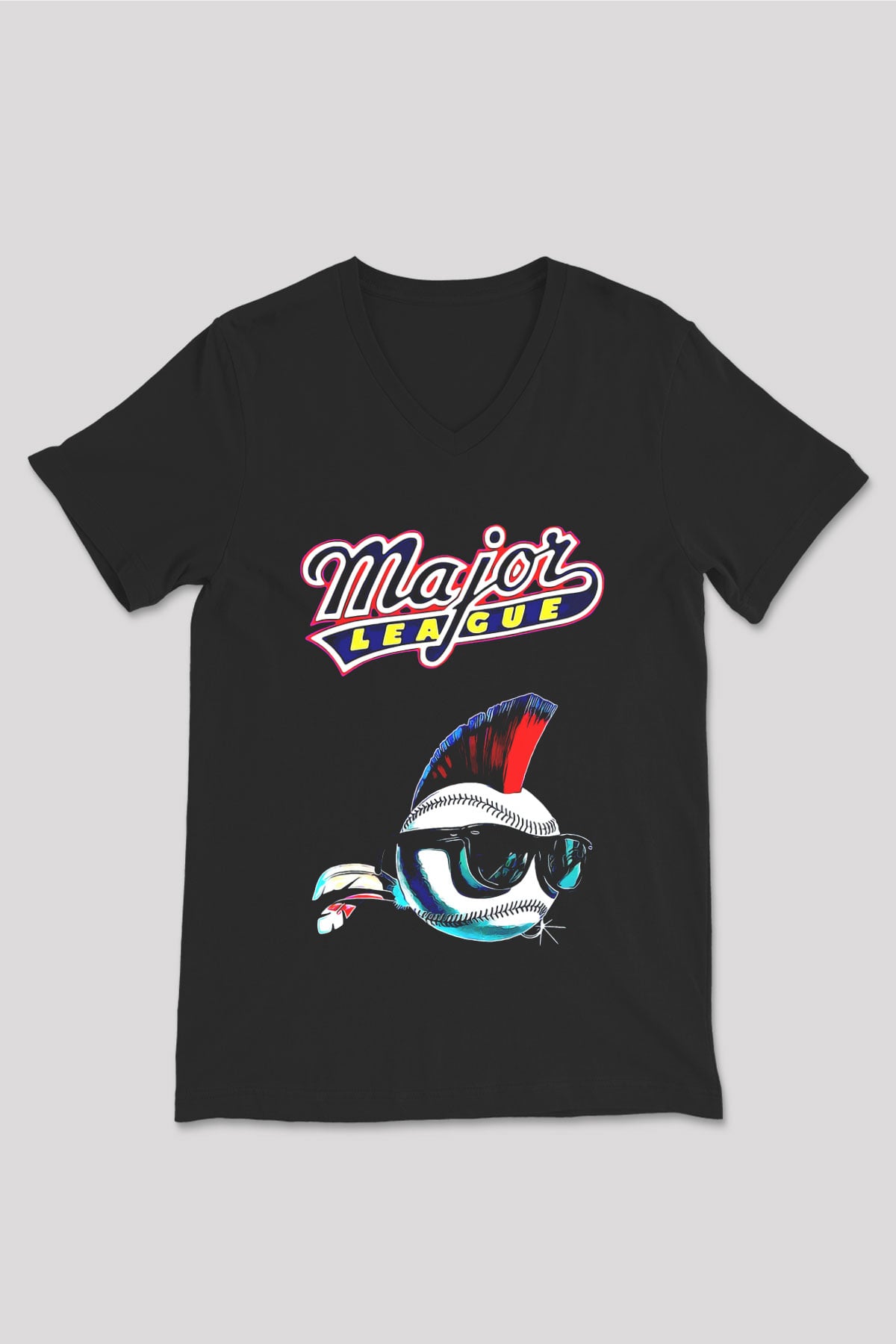 Major League Siyah Unisex  V Yaka Tişört