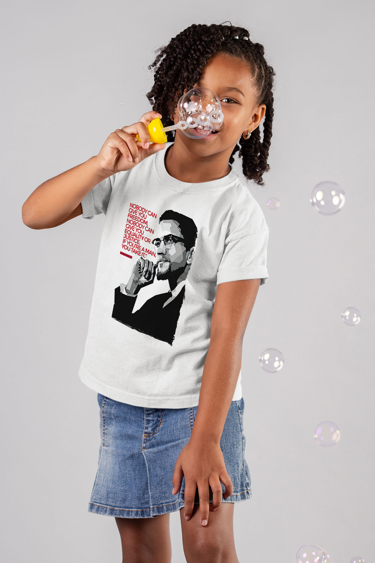 Malcolm X James Baskılı Beyaz Unisex Beyaz Çocuk Tişört - Tshirt