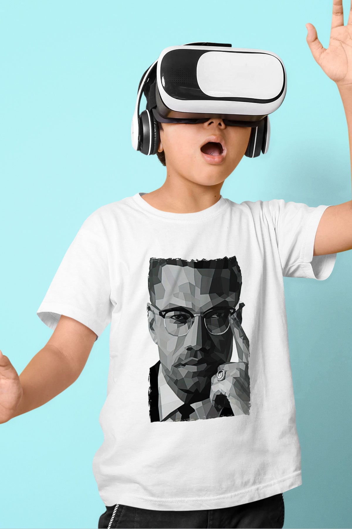 Malcolm X James Baskılı Beyaz Unisex Beyaz Çocuk Tişört - Tshirt