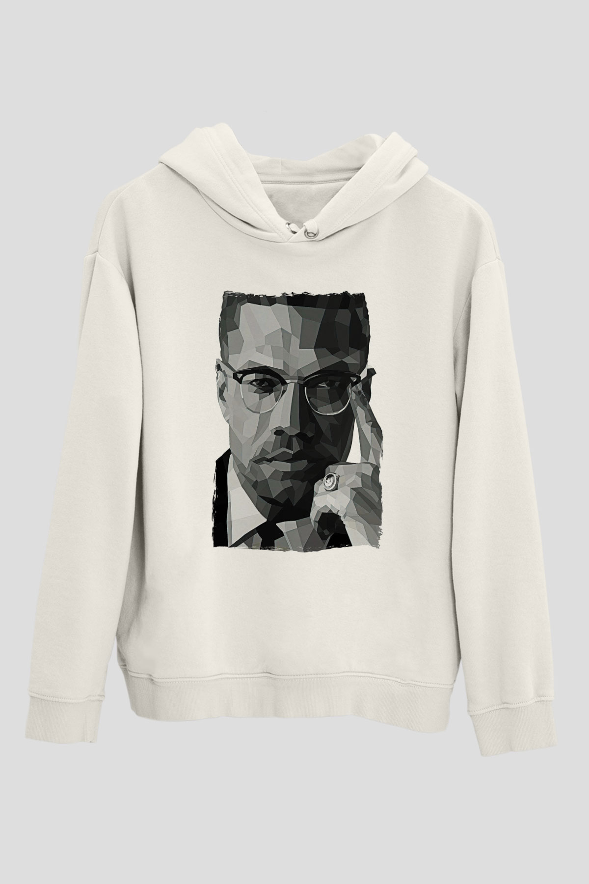 Malcolm X James Baskılı Beyaz Unisex Kapüşonlu Sweatshirt