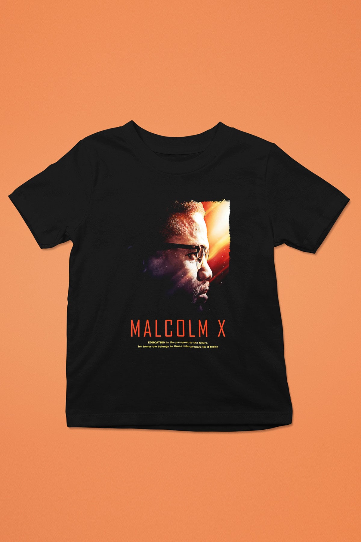 Malcolm X James Baskılı Unisex Siyah Çocuk Tişört - Tshirt