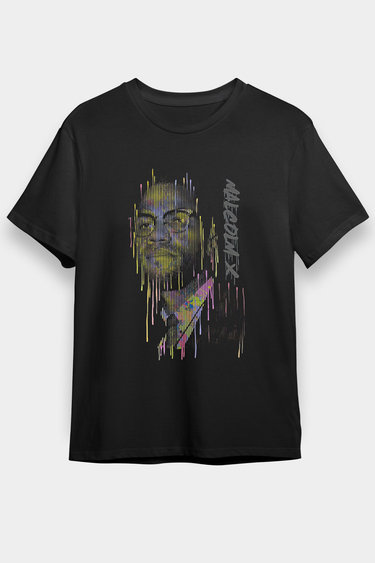 Malcolm X James Baskılı Unisex Siyah Tişört - Tshirt