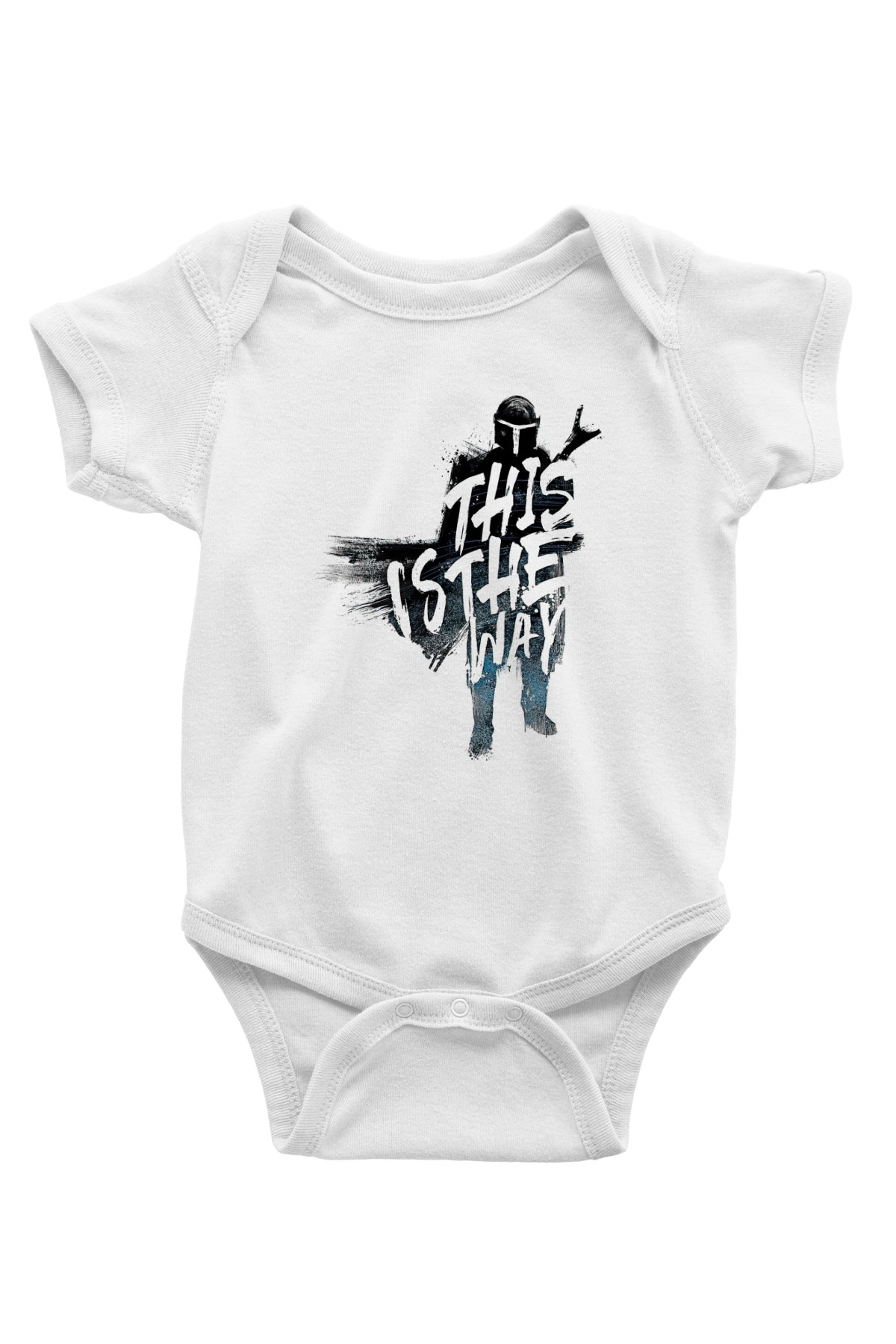 Mandalorian Baskılı Beyaz Unisex Bebek Body - Zıbın