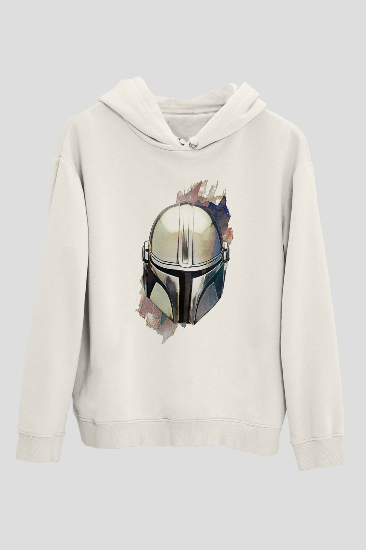 Mandalorian Baskılı Beyaz Unisex Hoodie