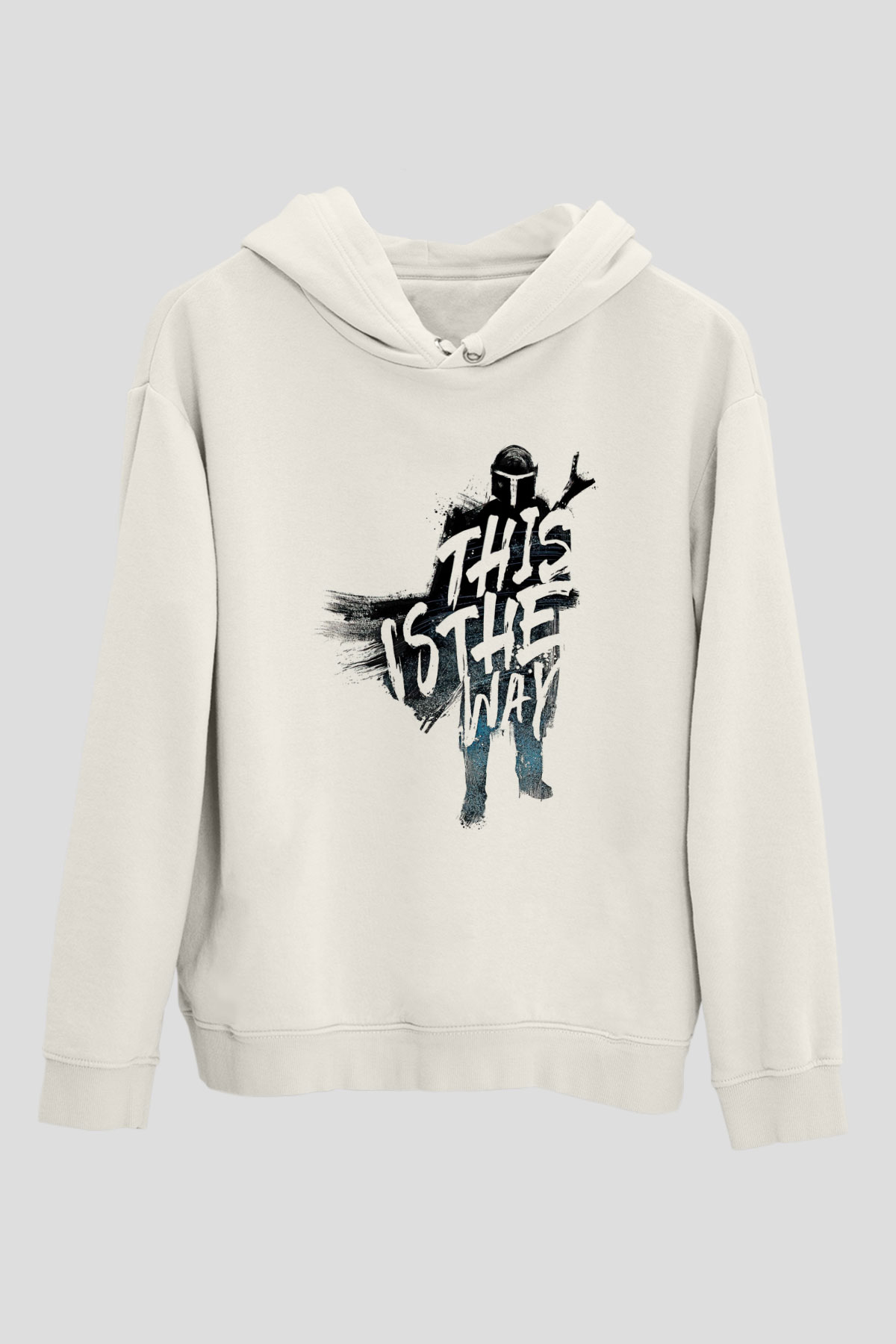 Mandalorian Baskılı Beyaz Unisex Hoodie