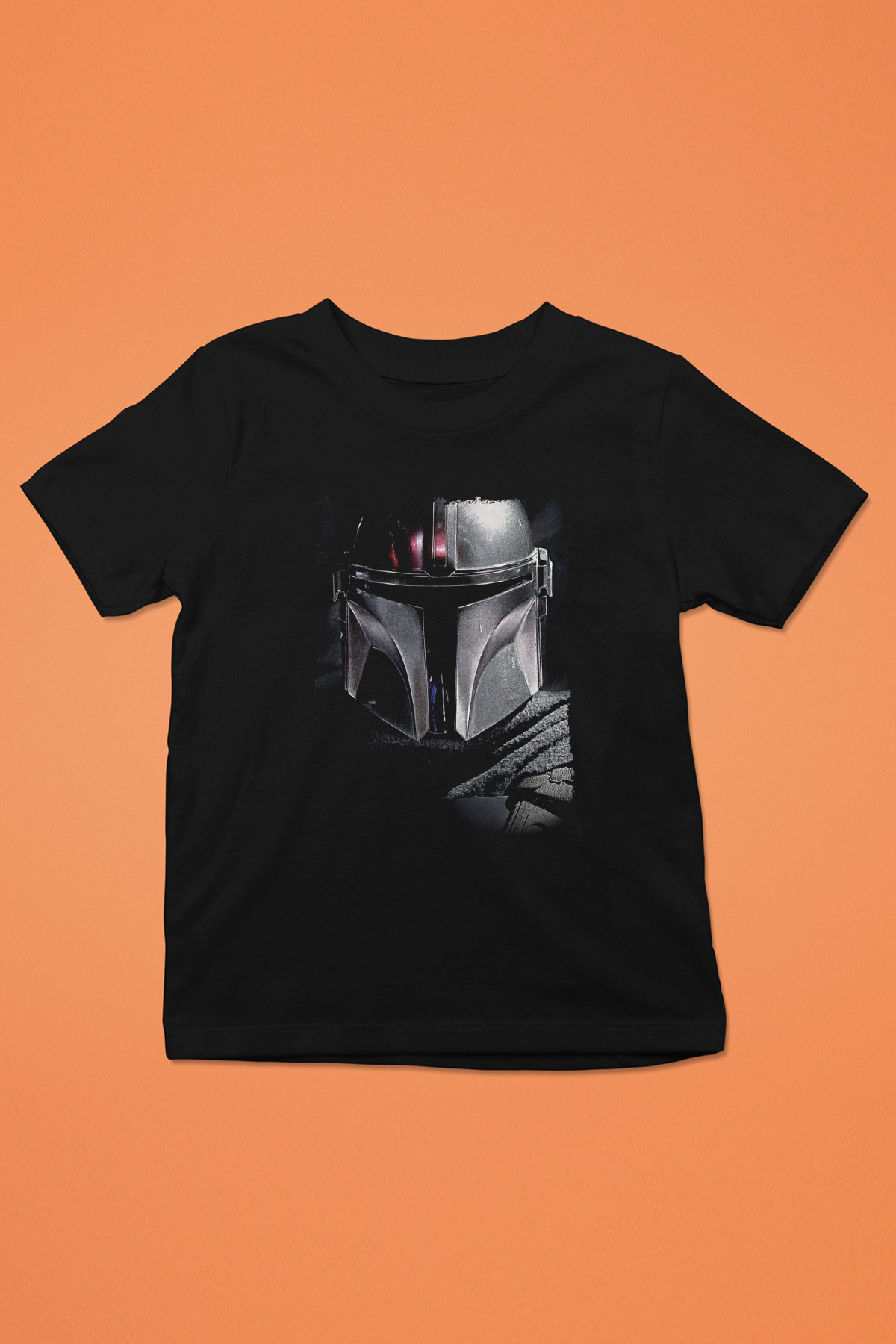 Mandalorian Baskılı Unisex Siyah Çocuk Tişört - Tshirt