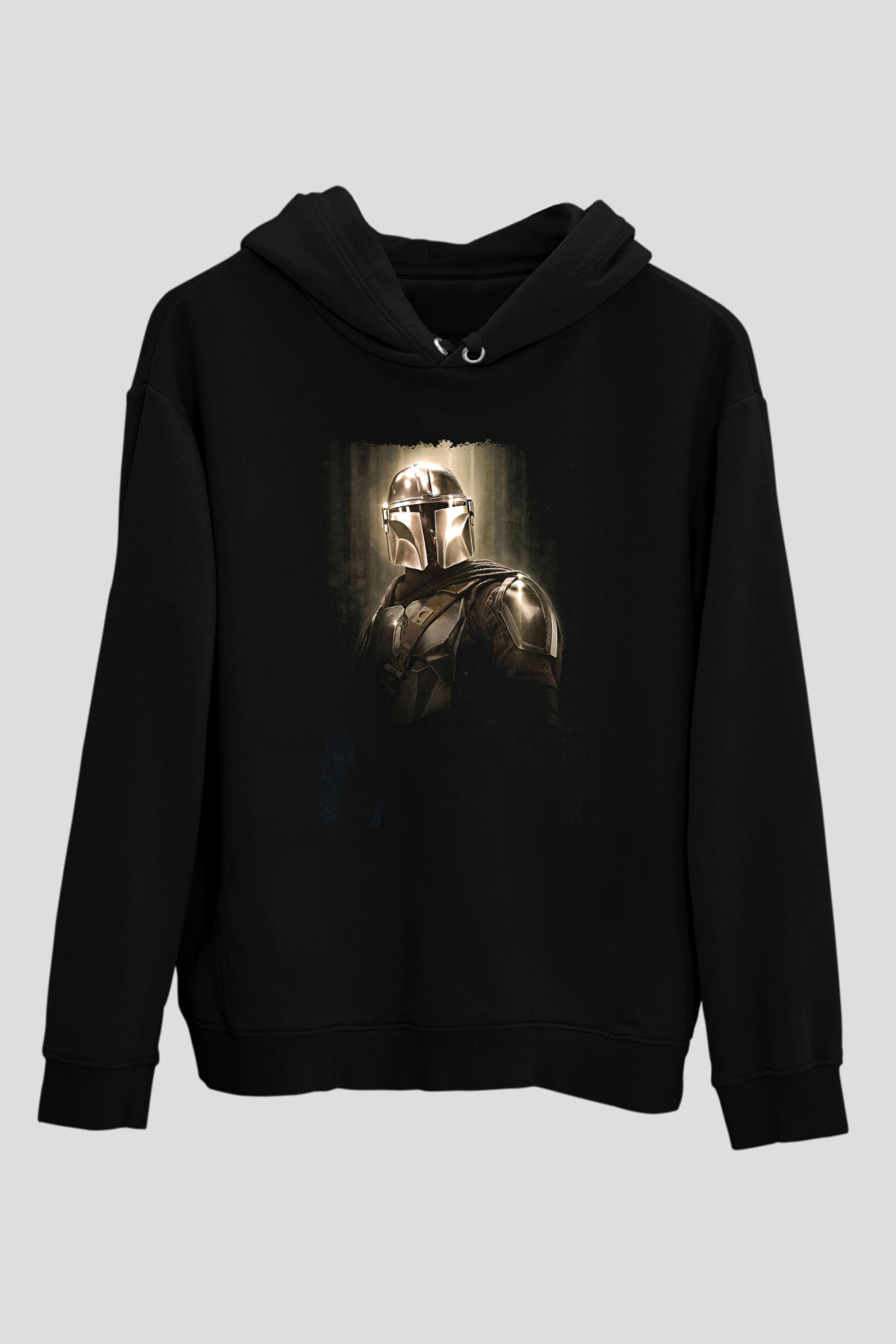 Mandalorian Baskılı Unisex Siyah Hoodie