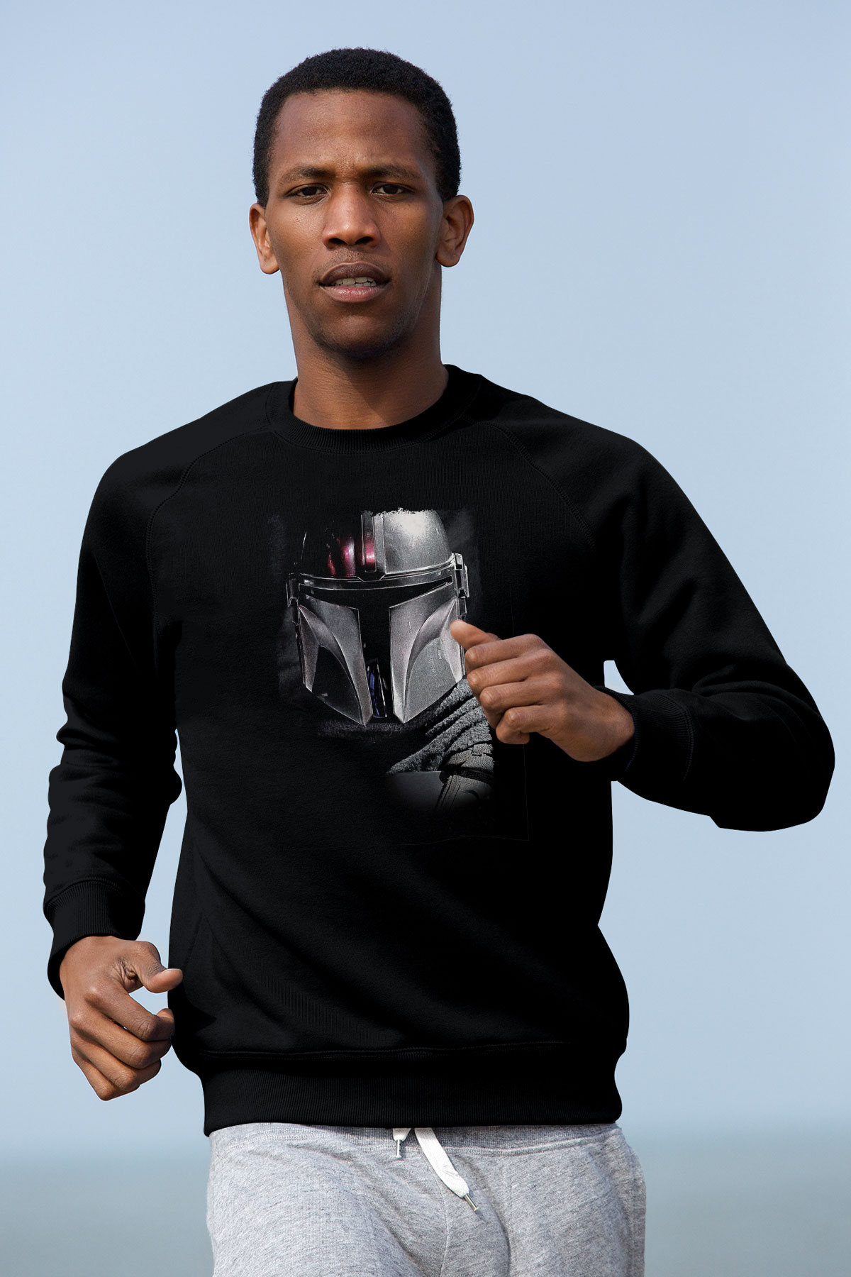 Mandalorian Baskılı Unisex Siyah Sweatshirt