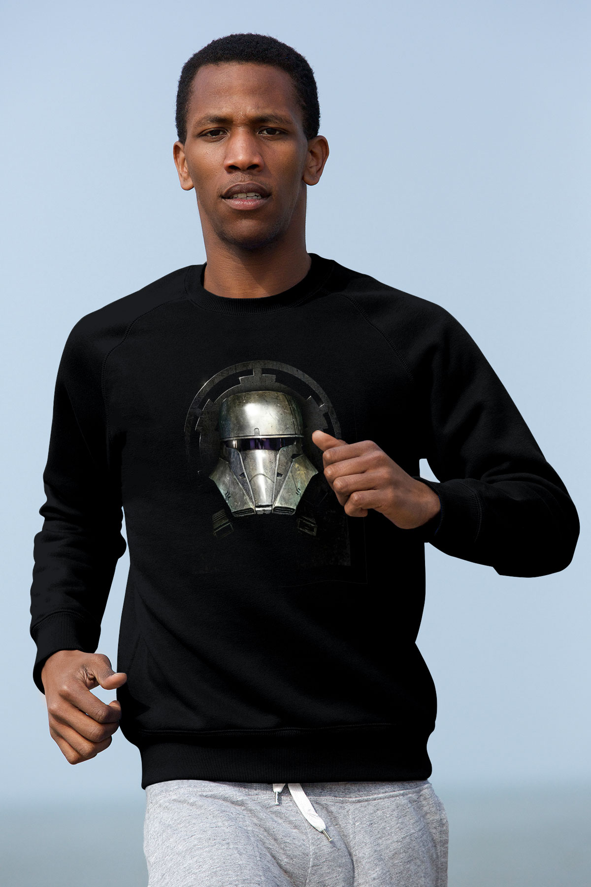 Mandalorian Baskılı Unisex Siyah Sweatshirt