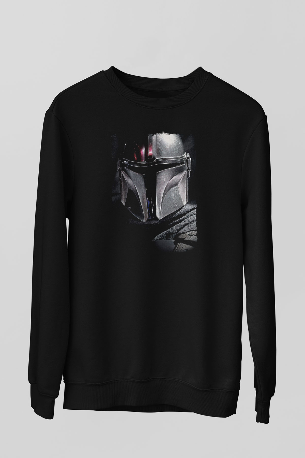 Mandalorian Baskılı Unisex Siyah Sweatshirt