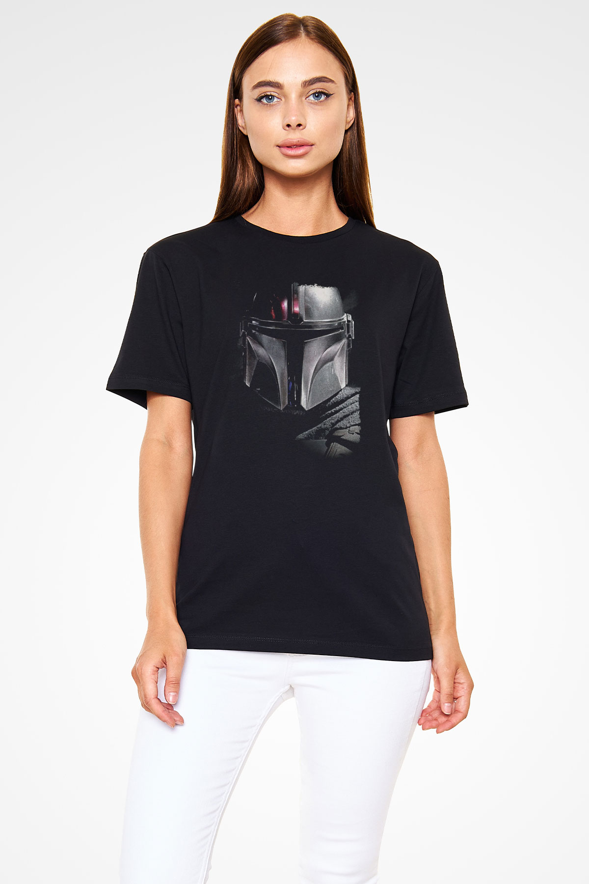 Mandalorian Baskılı Unisex Siyah Tişört - Tshirt