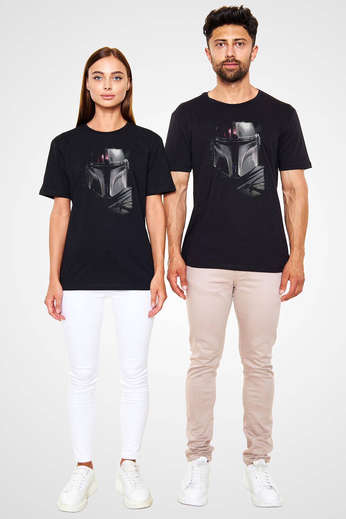 Mandalorian Baskılı Unisex Siyah Tişört - Tshirt