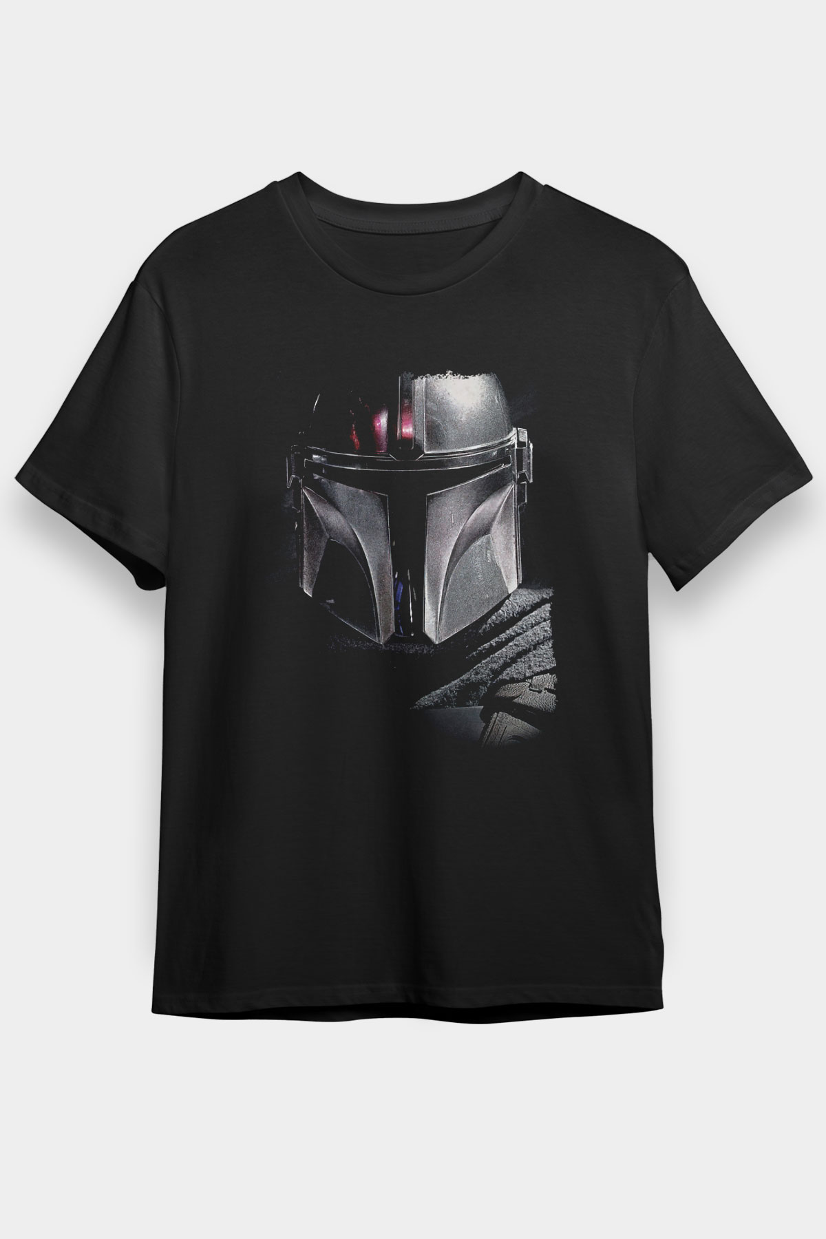 Mandalorian Baskılı Unisex Siyah Tişört - Tshirt