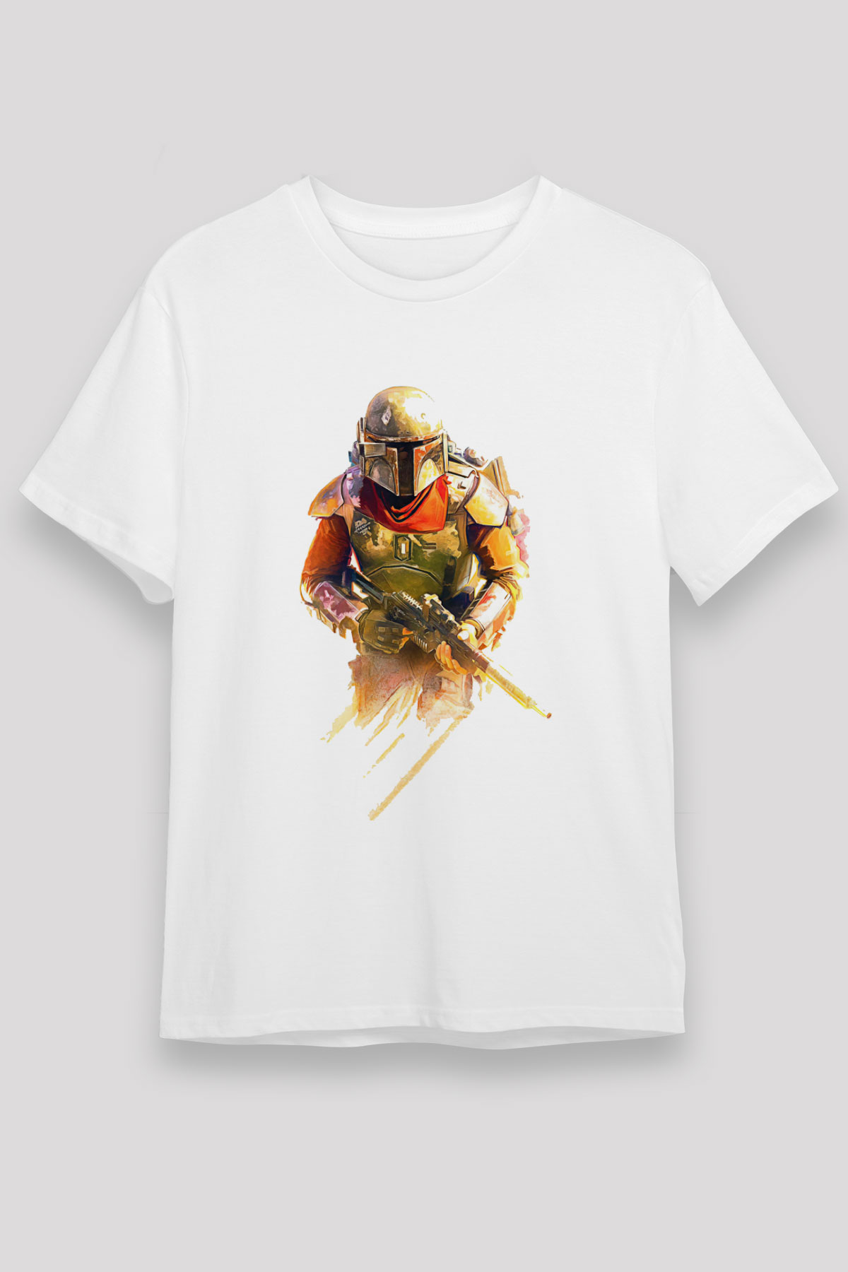 Mandalorian Unisex Baskılı Beyaz Tişört - Tshirt