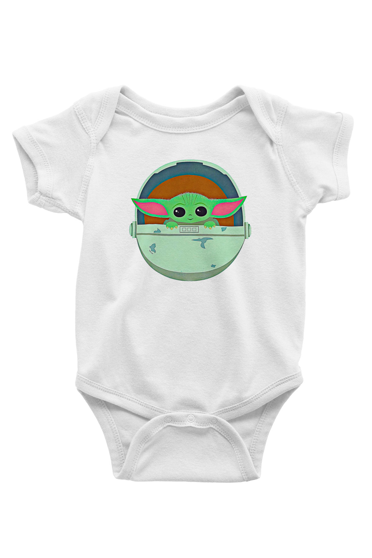 Mandolarian Baskılı Beyaz Unisex Bebek Body - Zıbın