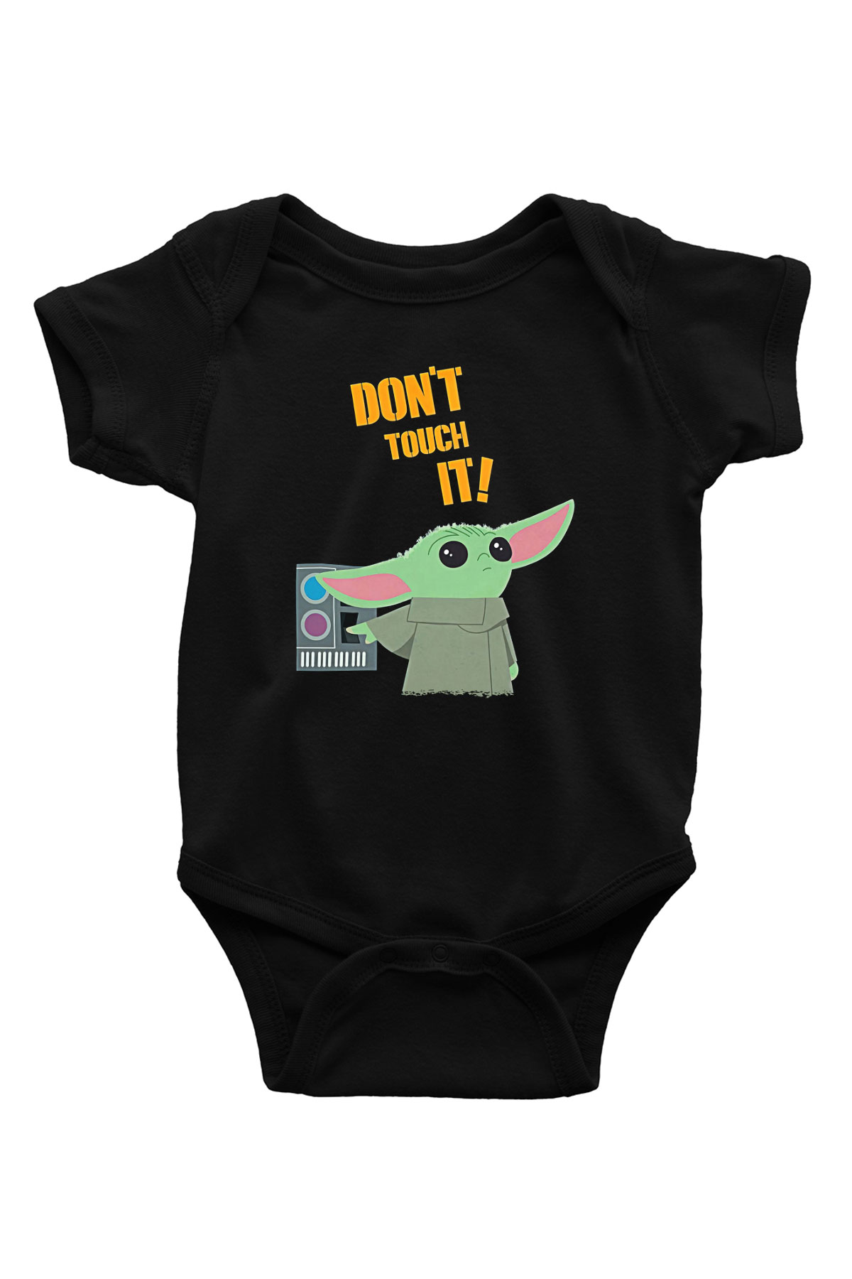 Mandolarian Baskılı Unisex Siyah Bebek Body - Zıbın