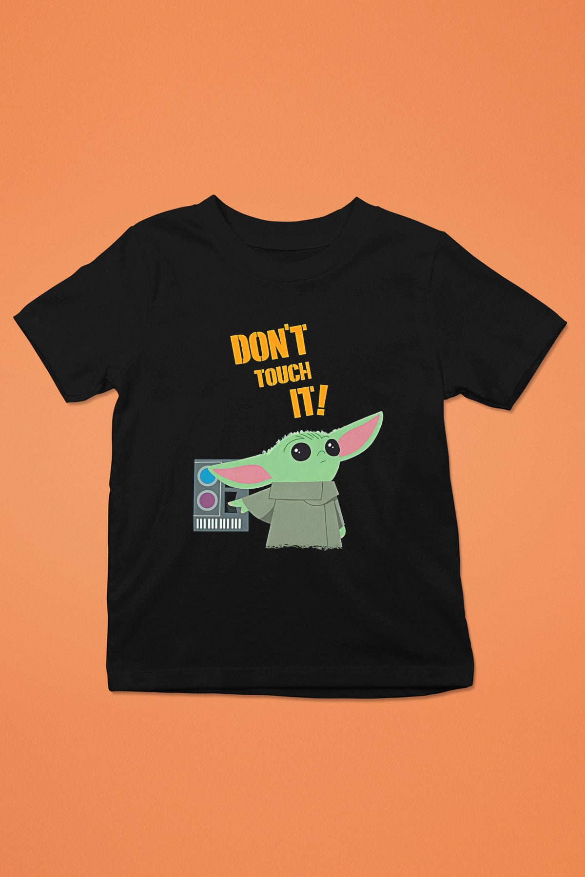 Mandolarian Baskılı Unisex Siyah Çocuk Tişört - Tshirt