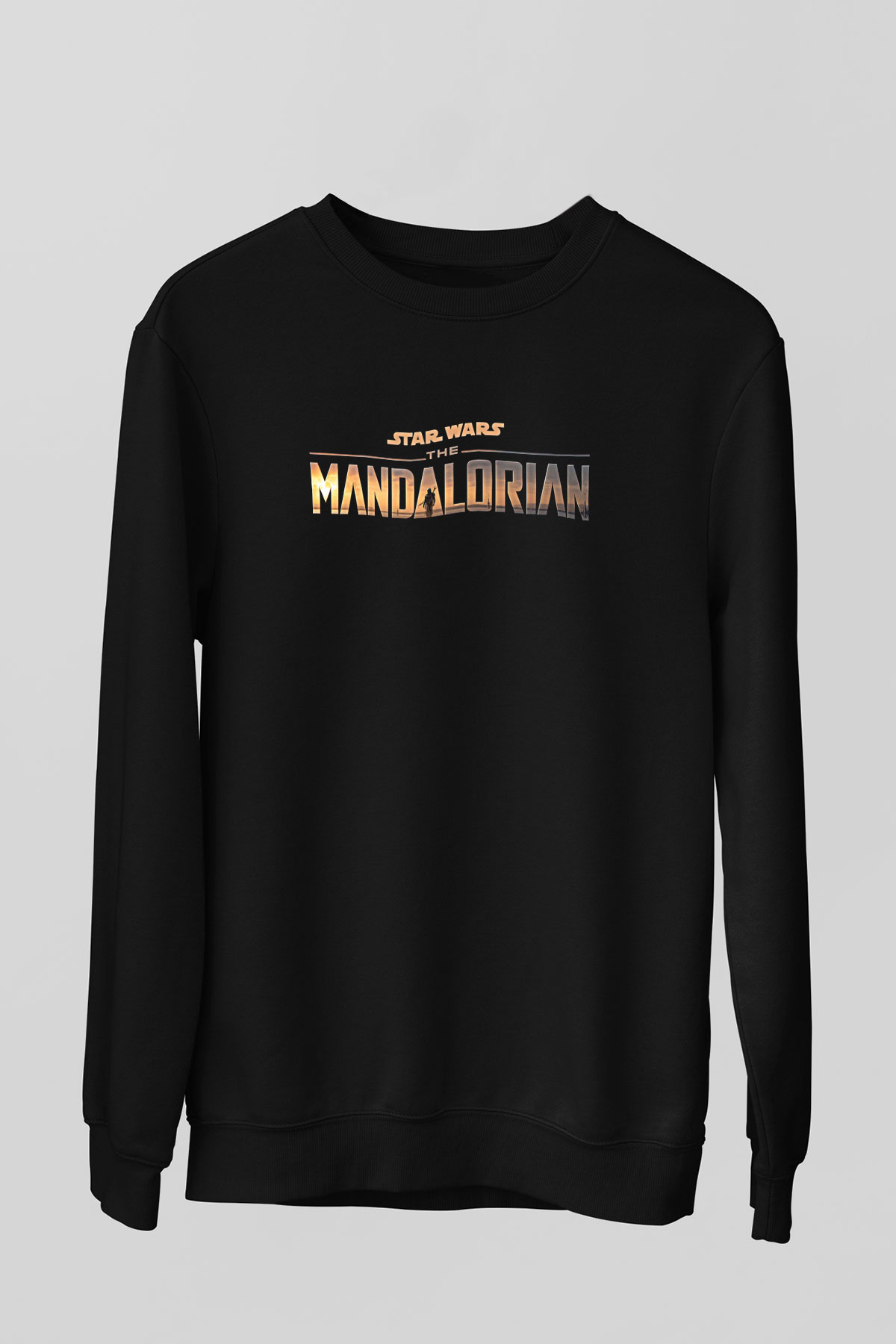 Mandolarian Baskılı Unisex Siyah Sweatshirt