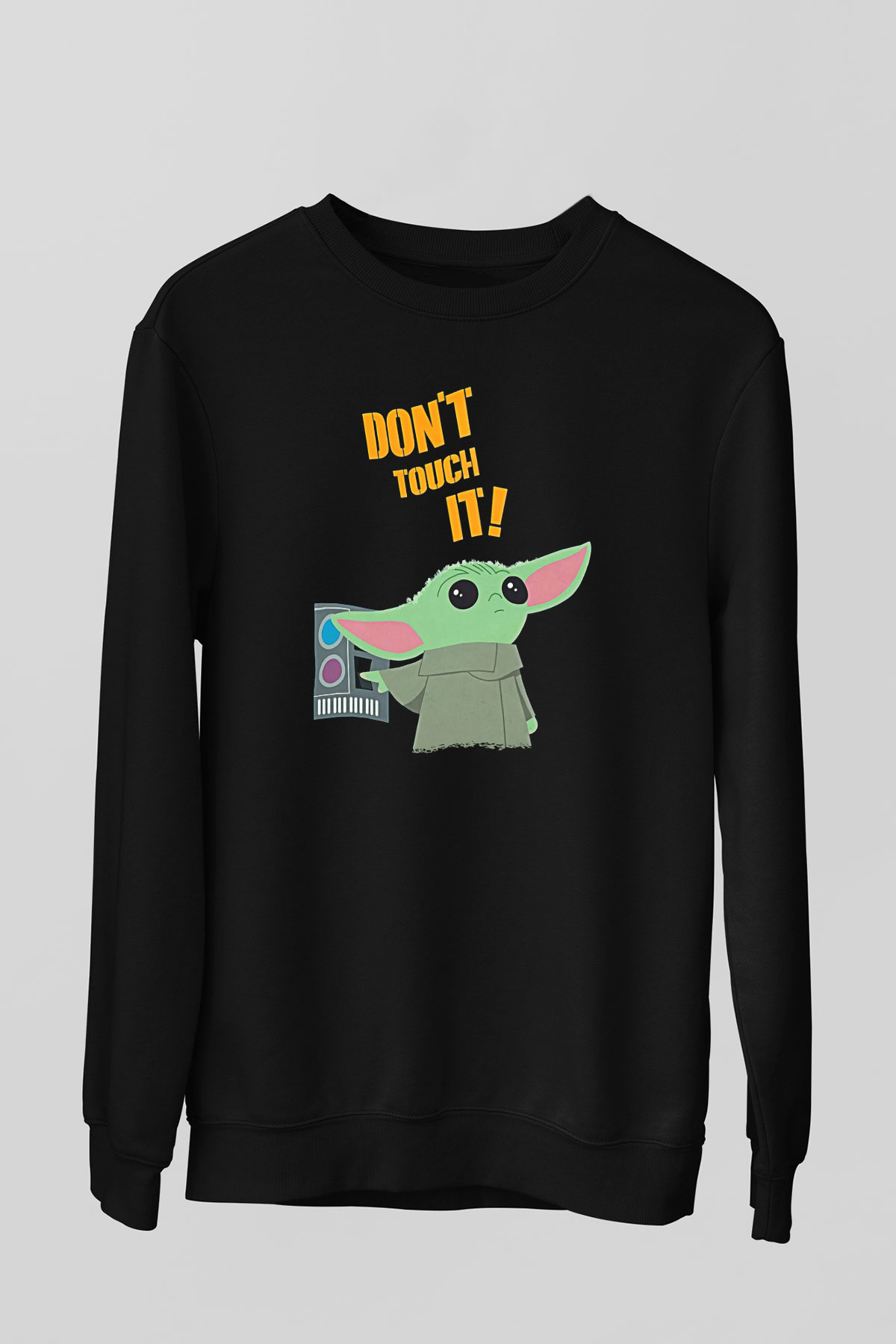 Mandolarian Baskılı Unisex Siyah Sweatshirt