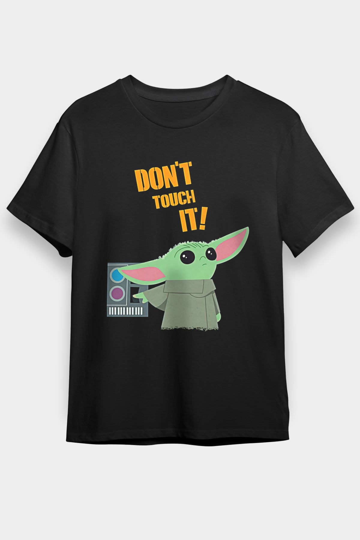 Mandolarian Baskılı Unisex Siyah Tişört - Tshirt