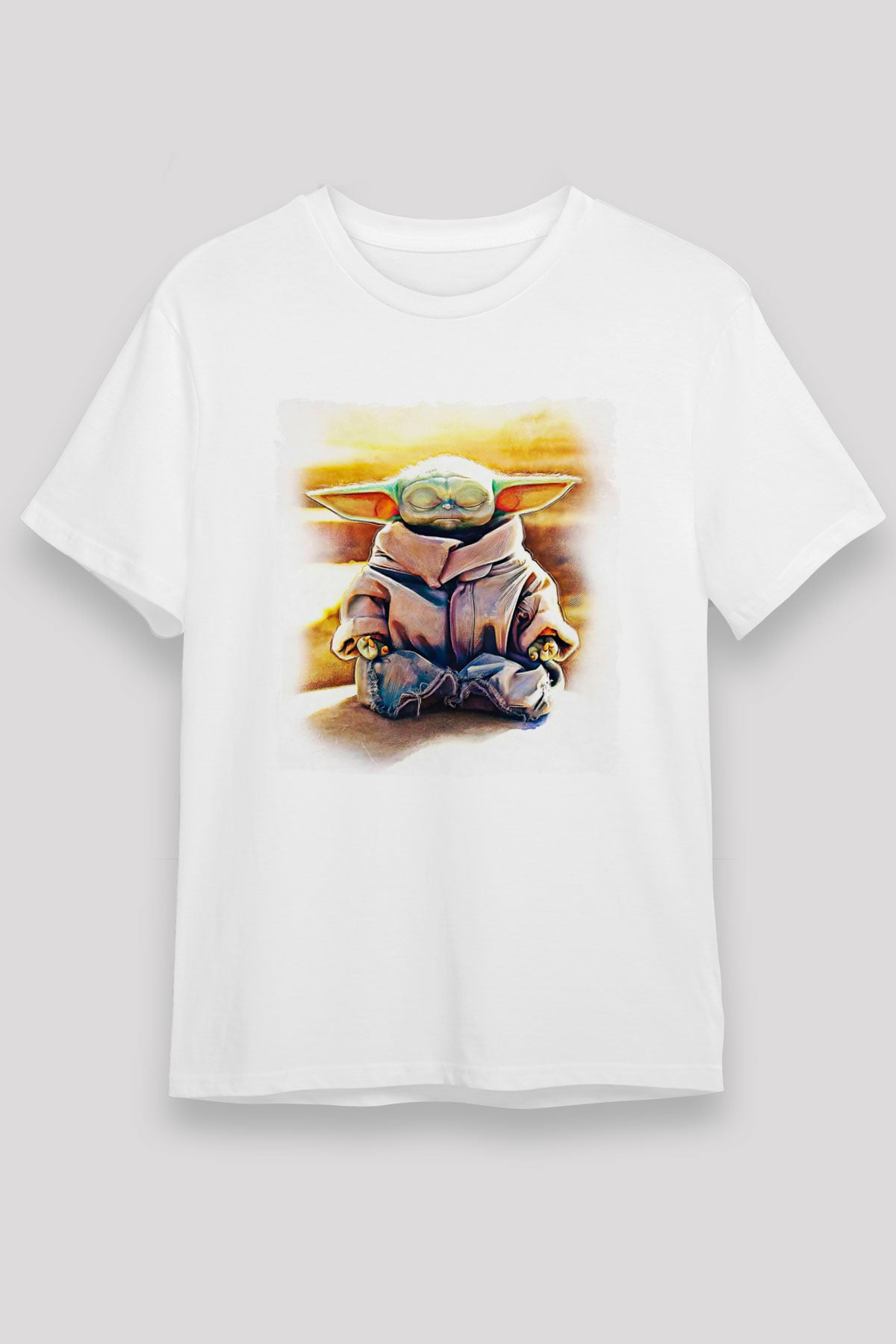 Mandolarian Unisex Baskılı Beyaz Tişört - Tshirt