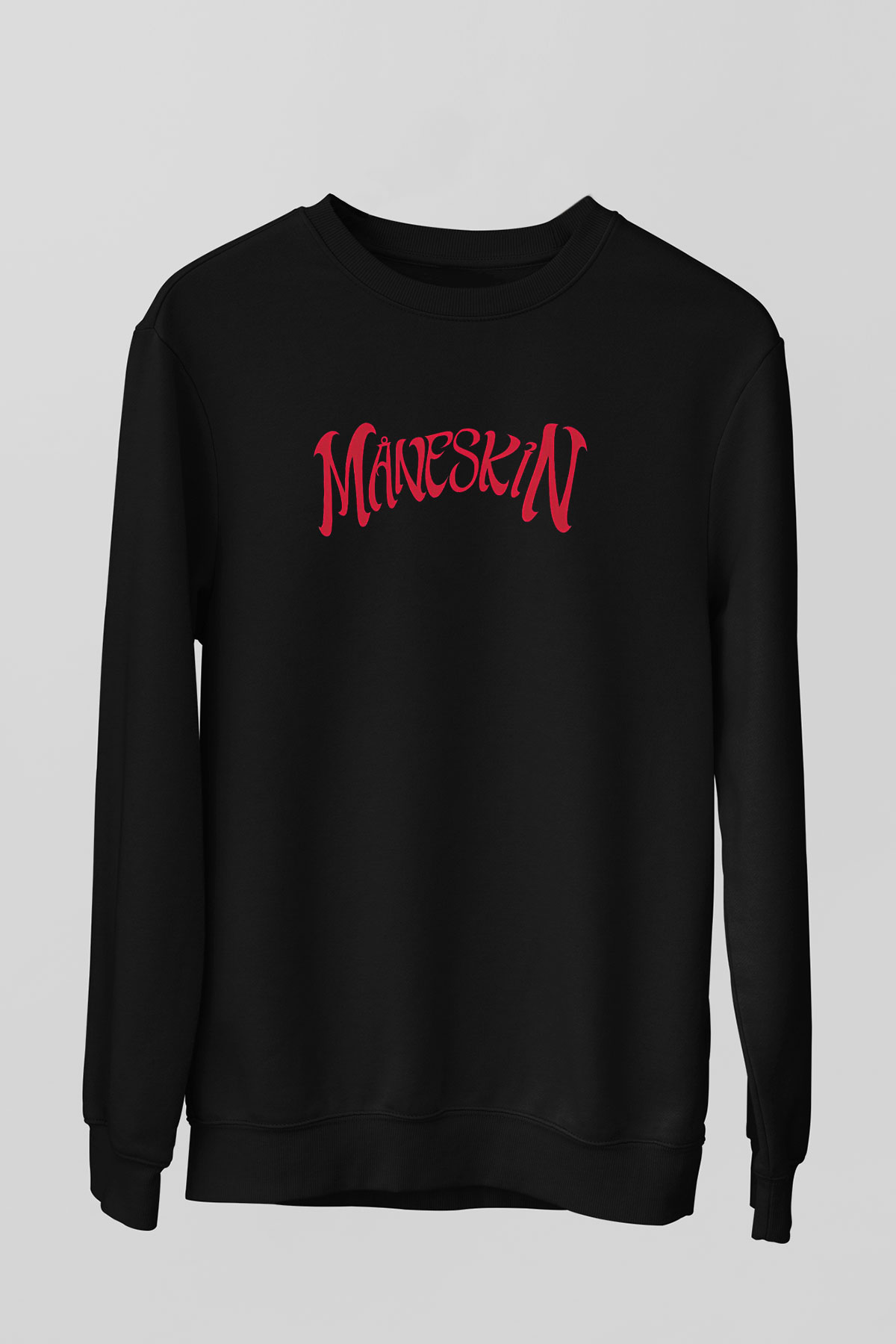 Maneskin Baskılı Unisex Siyah Sweatshirt