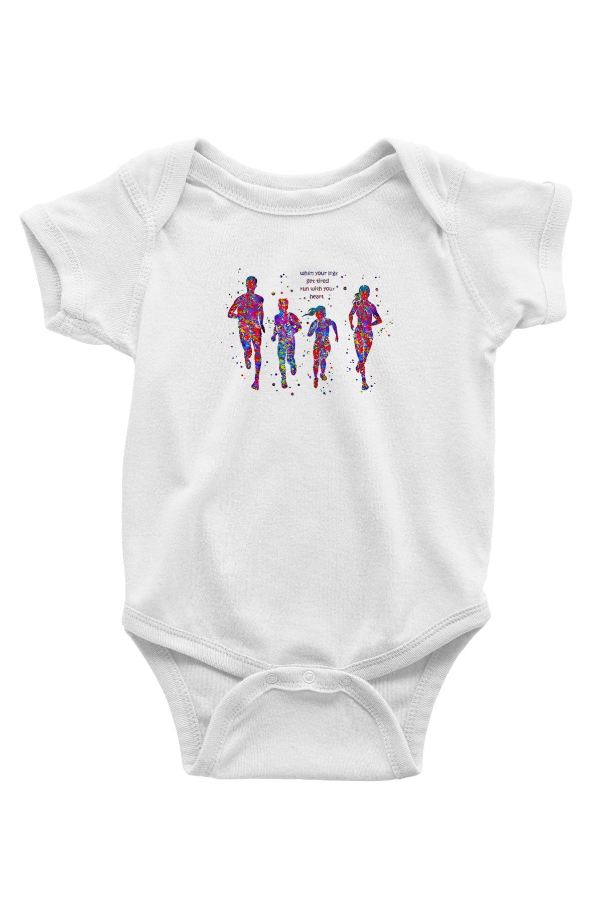 Maraton Baskılı Beyaz Bebek Body - Zıbın