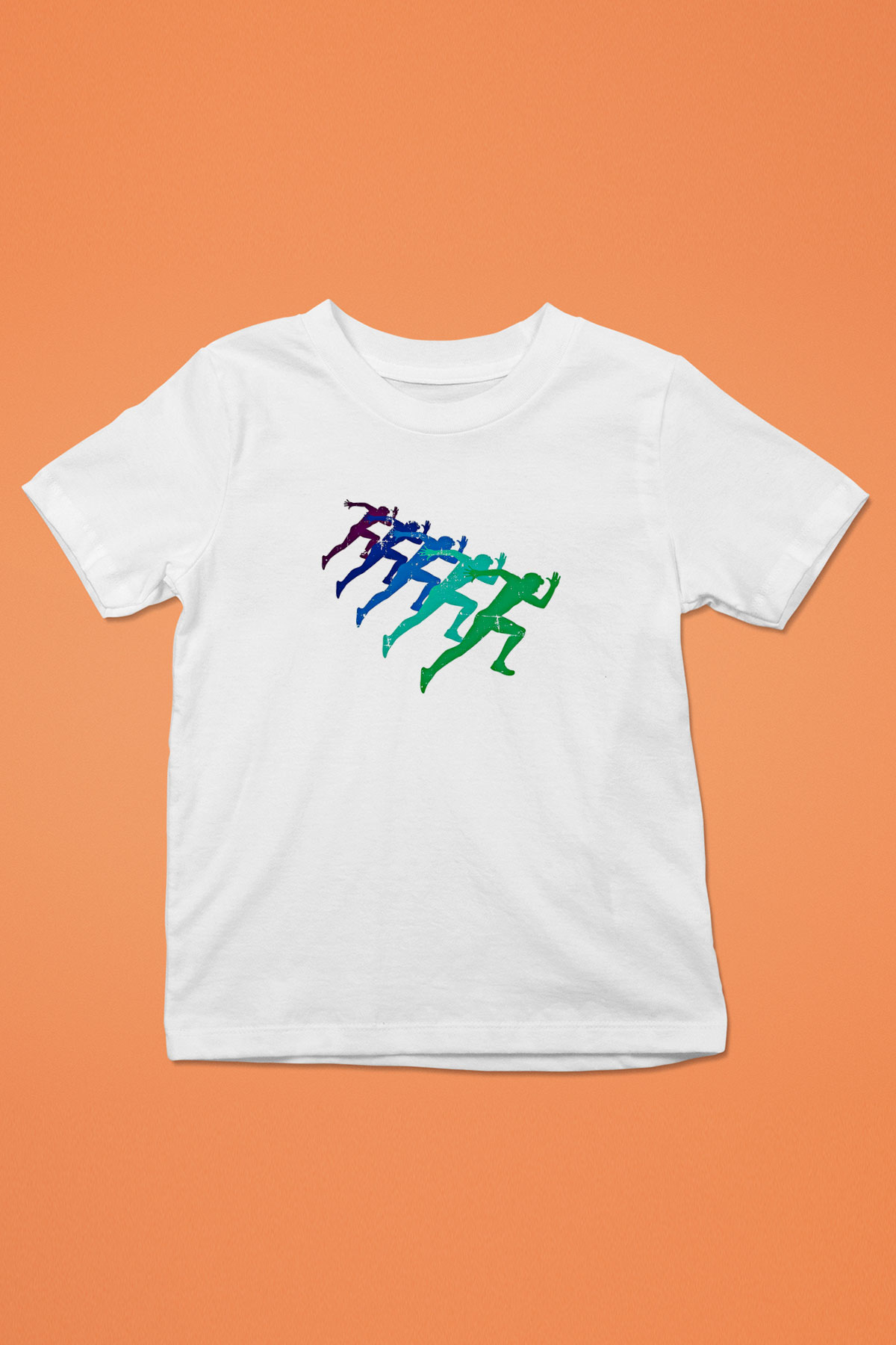 Maraton Baskılı Unisex Beyaz Çocuk Tişört - Tshirt