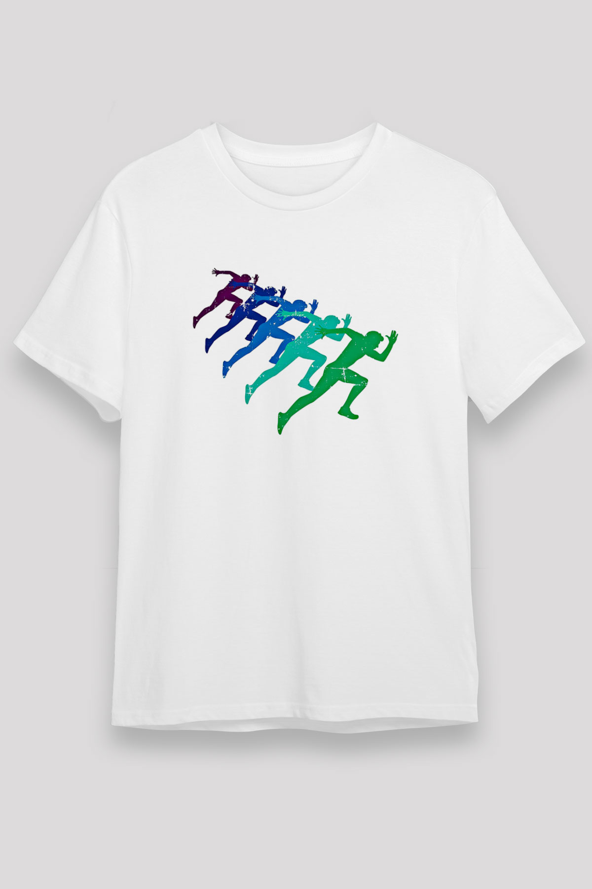 Maraton Baskılı Unisex Beyaz Tişört - Tshirt