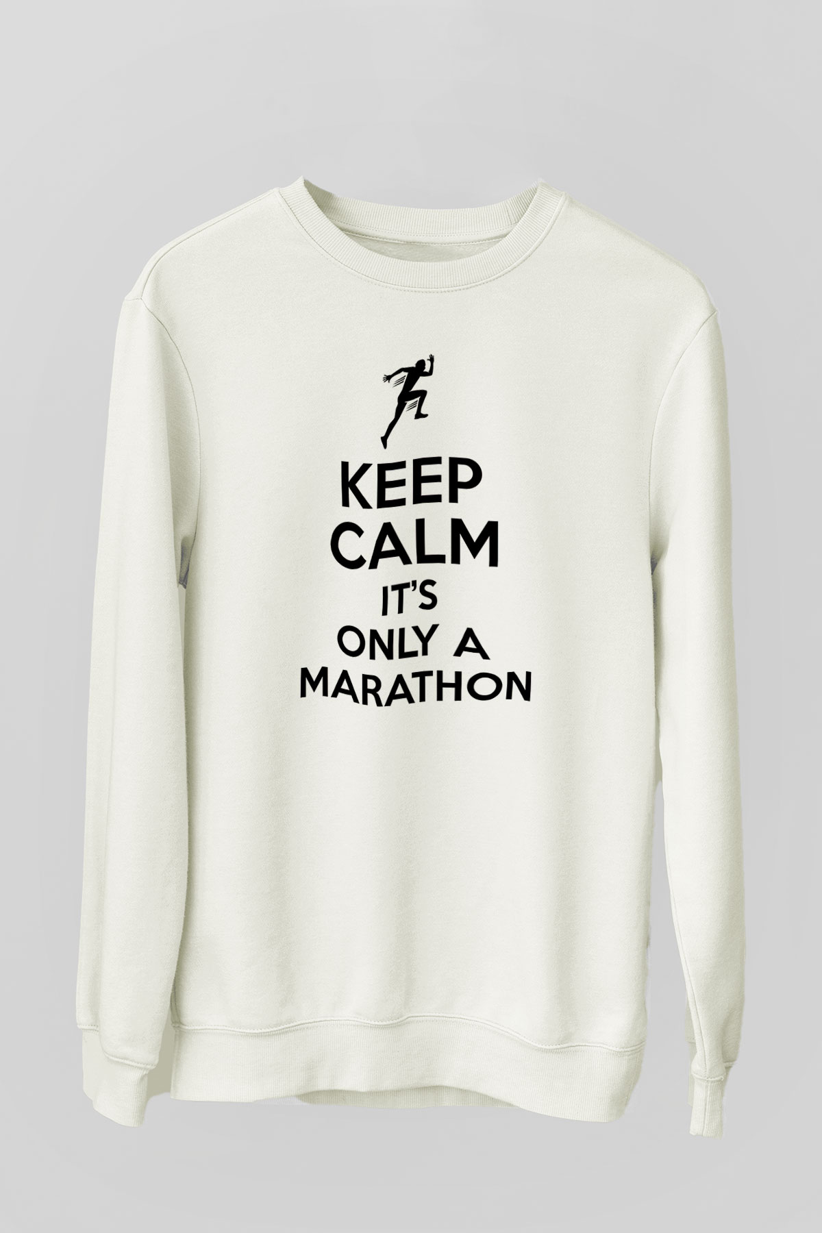 Maraton Baskılı Unisex Ekru Sweatshirt