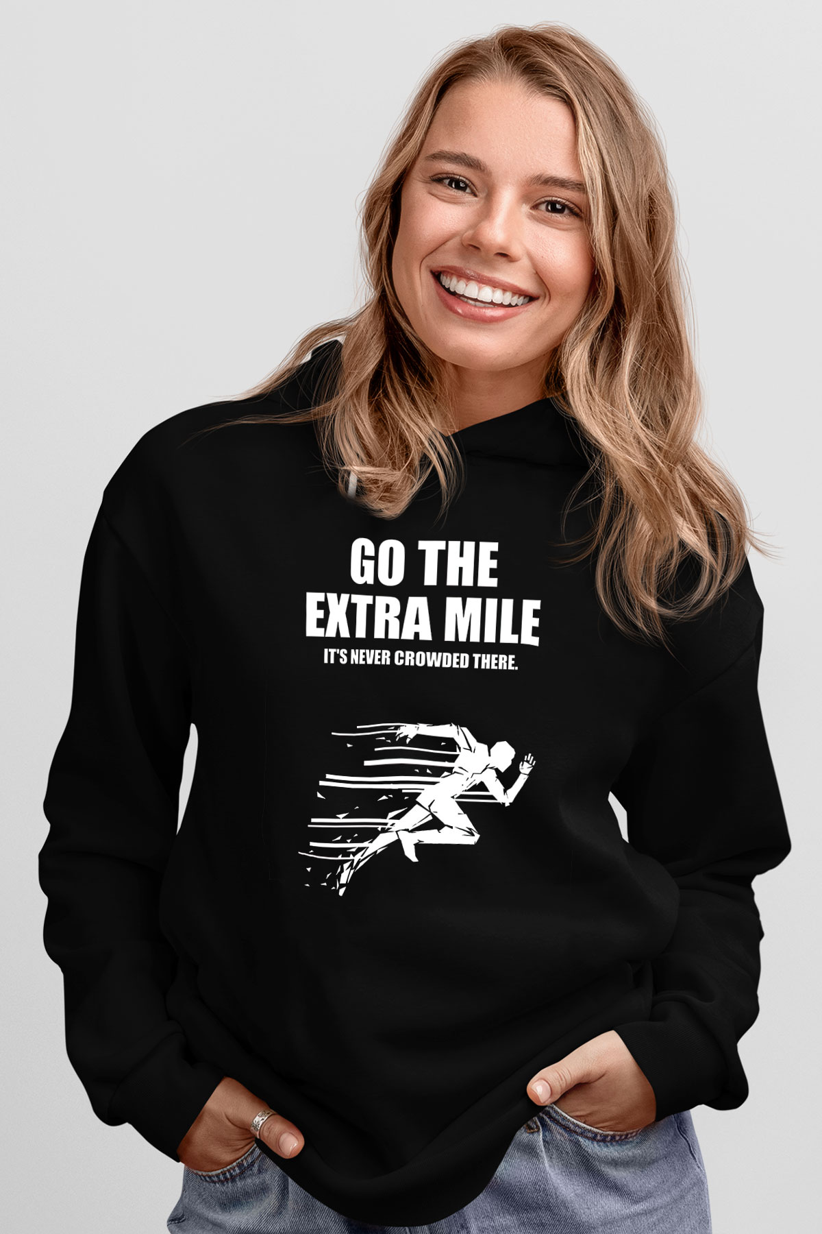 Maraton - Marathon Baskılı Unisex Siyah Hoodie