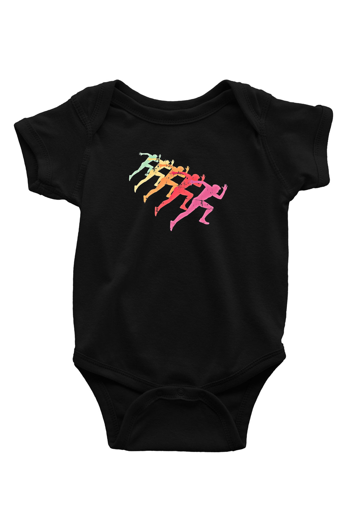 Maraton - Marathon Baskılı Unisex Siyah Bebek Body - Zıbın