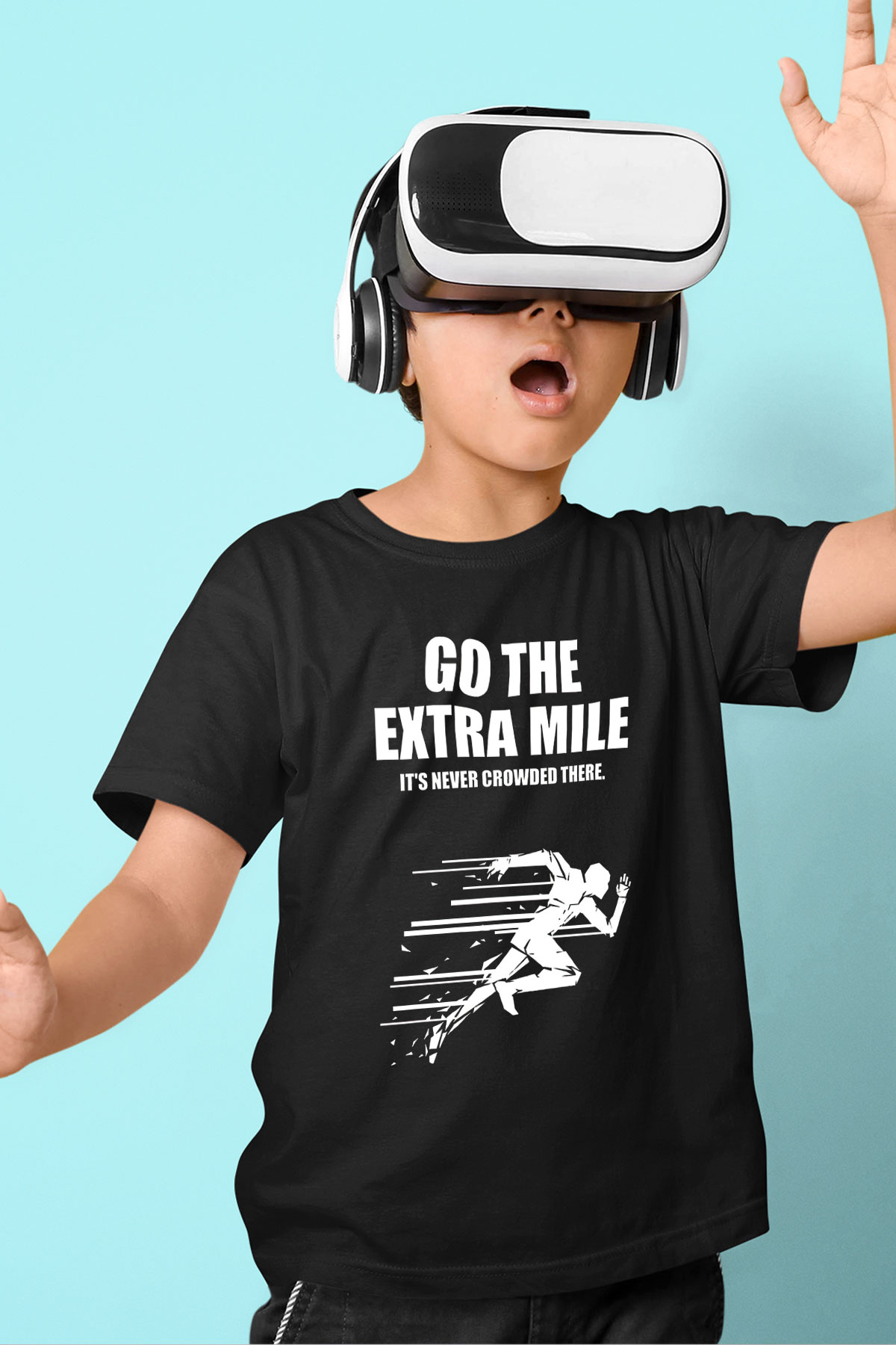 Maraton - Marathon Baskılı Unisex Siyah Çocuk Tİşörtü - Tshirt