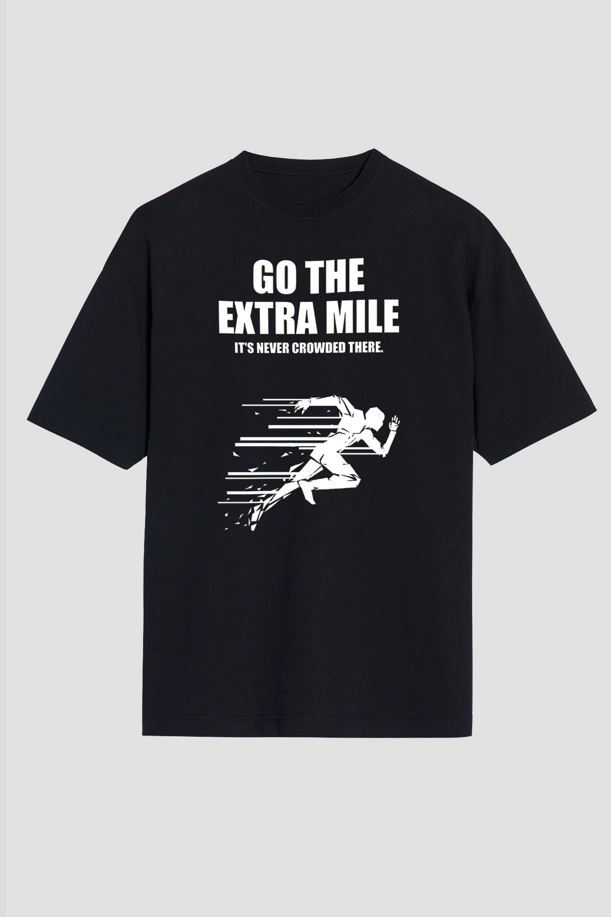Maraton - Marathon Baskılı Unisex Siyah Oversize Tişört