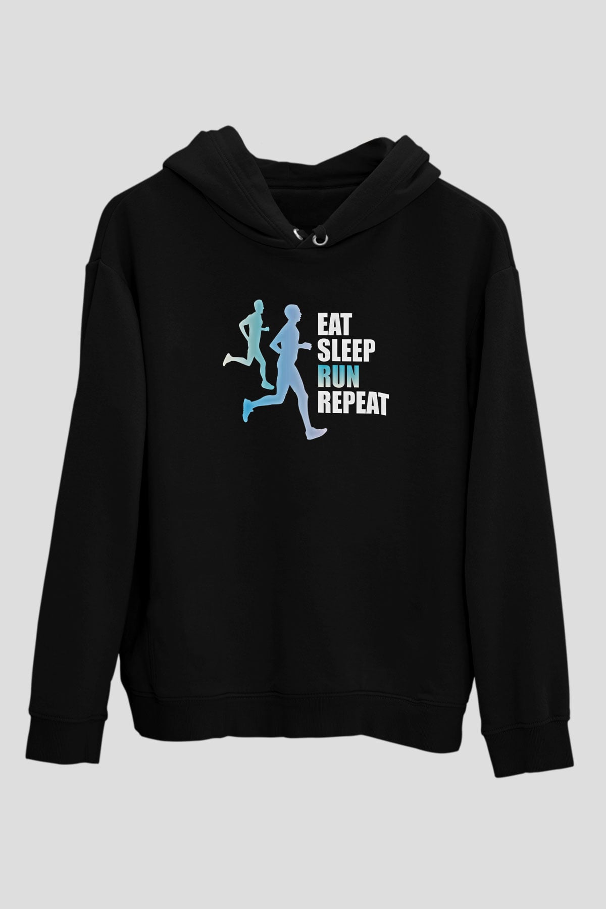 Maraton - Marathon Baskılı Unisex Siyah Hoodie