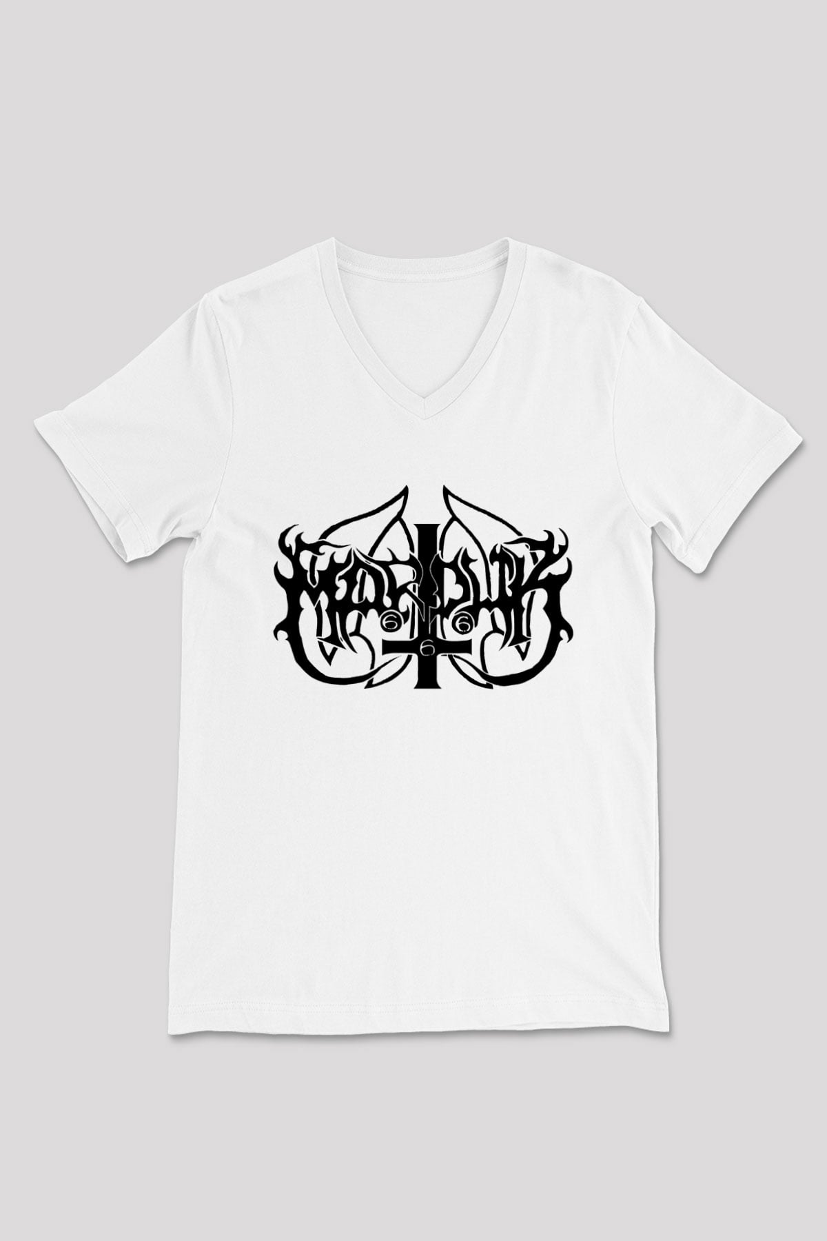 Marduk Beyaz Unisex V Yaka Tişört T-Shirt