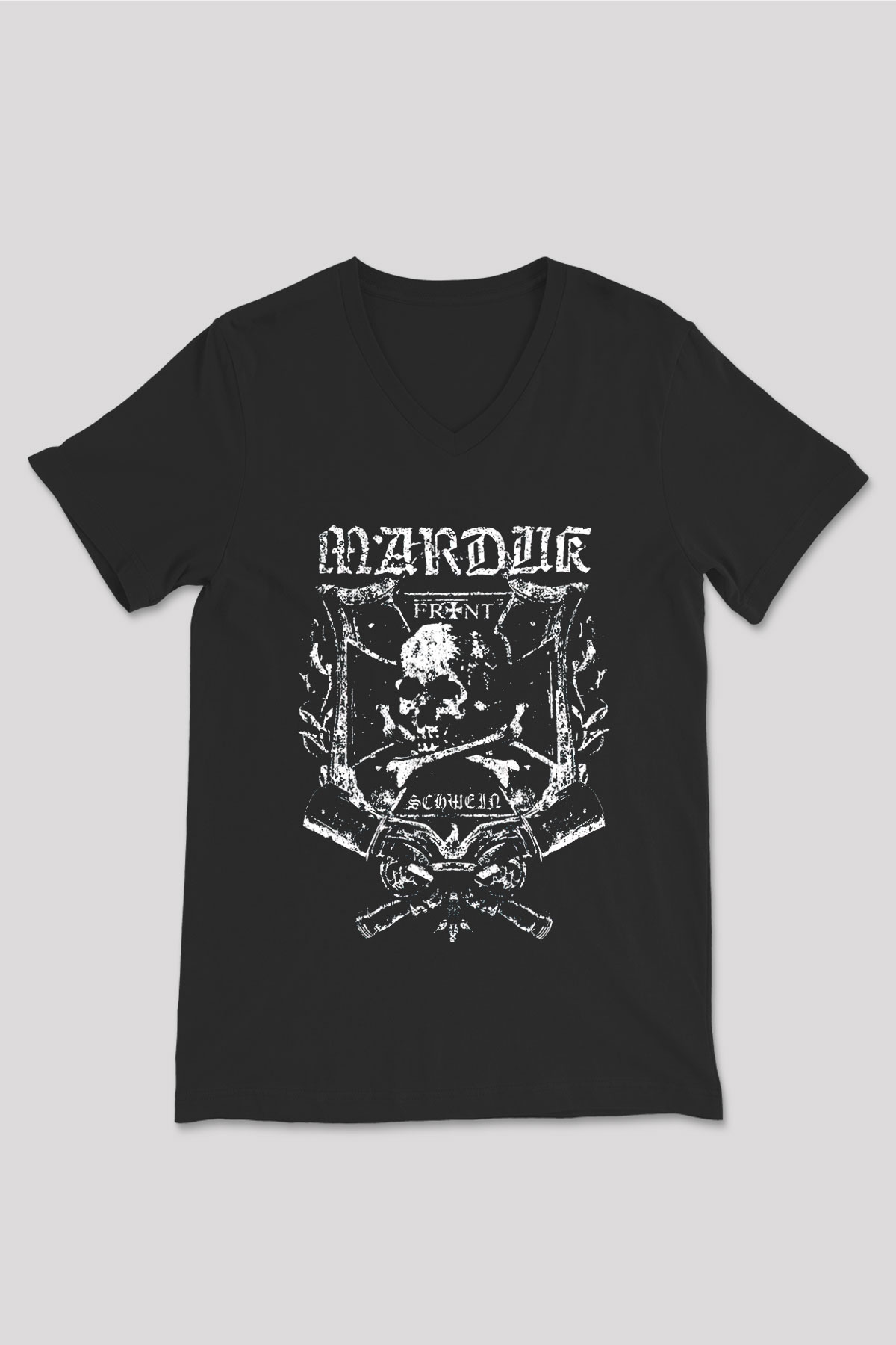 Marduk Siyah Unisex V Yaka Tişört T-Shirt