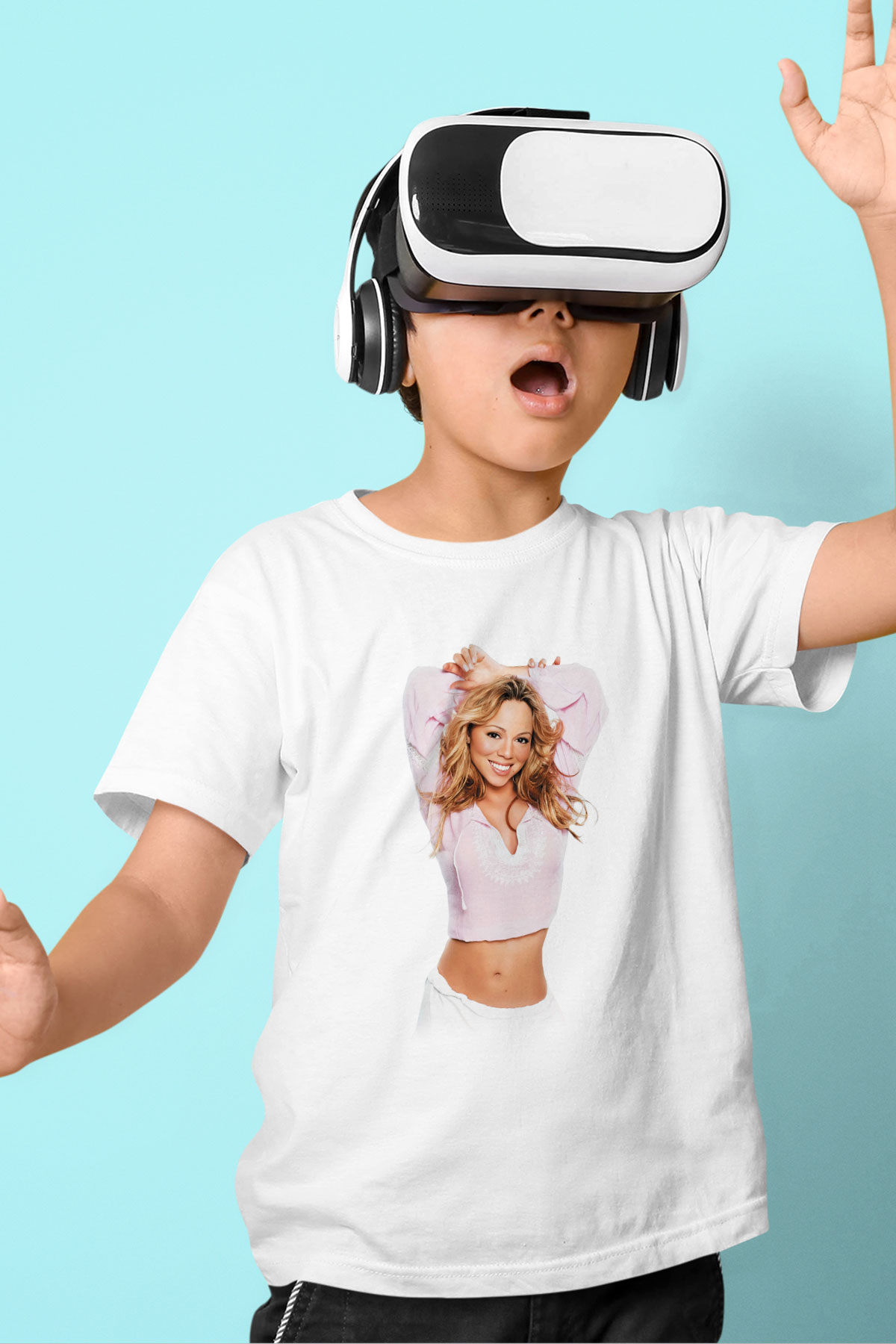 Mariah Carey Baskılı Beyaz Unisex Çocuk Tişört