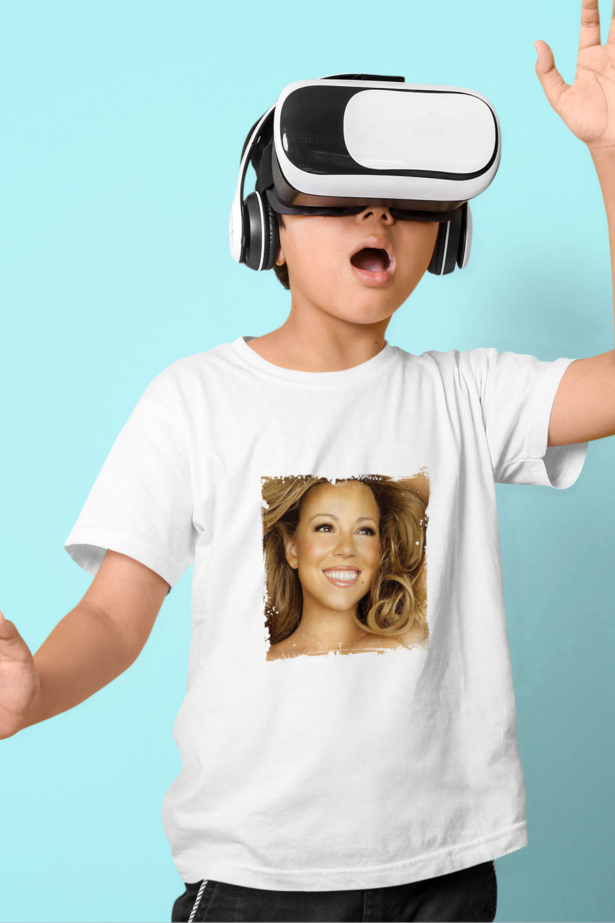 Mariah Carey Baskılı Unisex Beyaz Çocuk Tişört