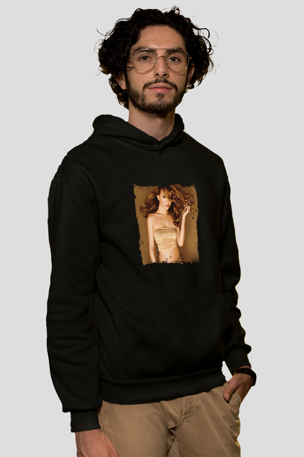 Mariah Carey Baskılı Unisex Siyah Hoodie
