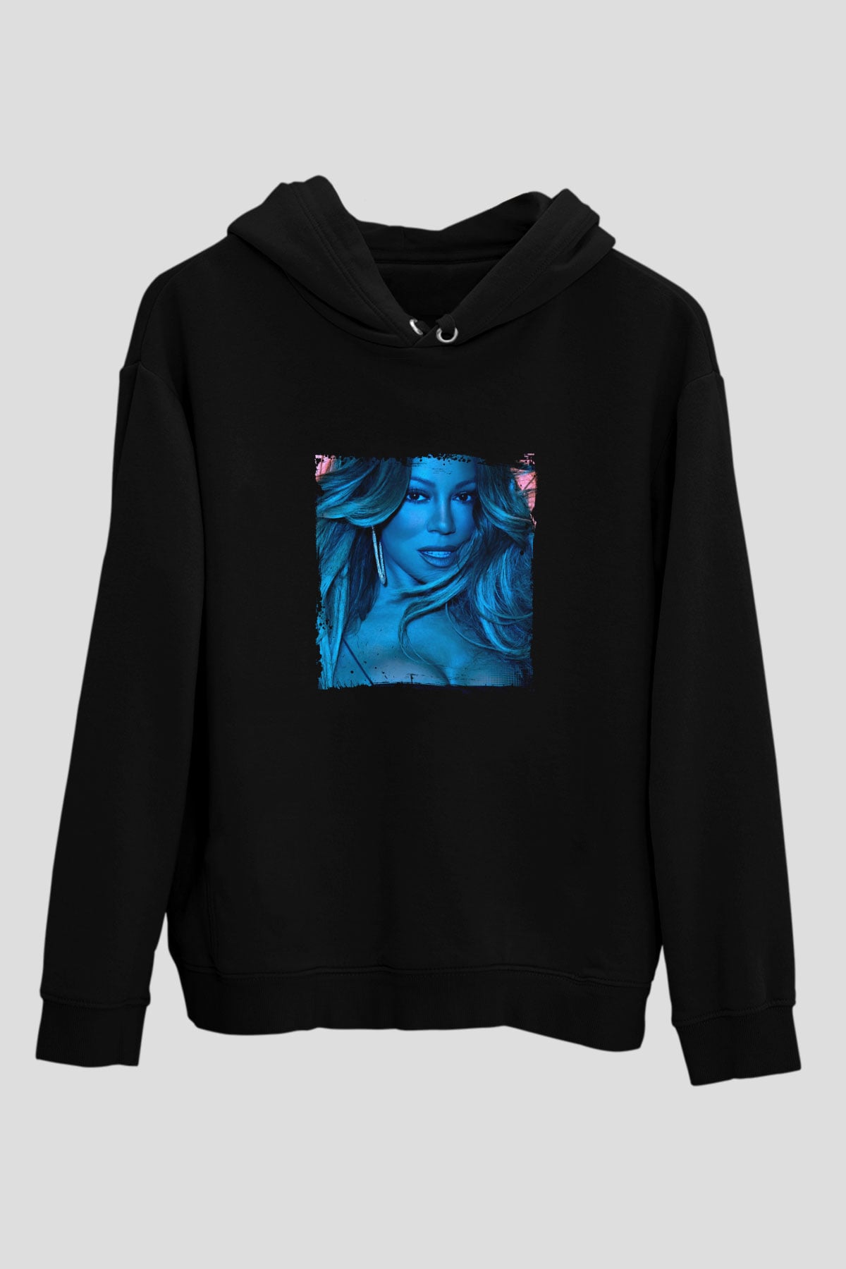 Mariah Carey Baskılı Unisex Siyah Hoodie