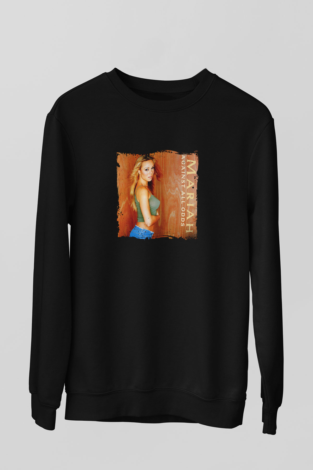 Mariah Carey Baskılı Unisex Siyah Sweatshirt