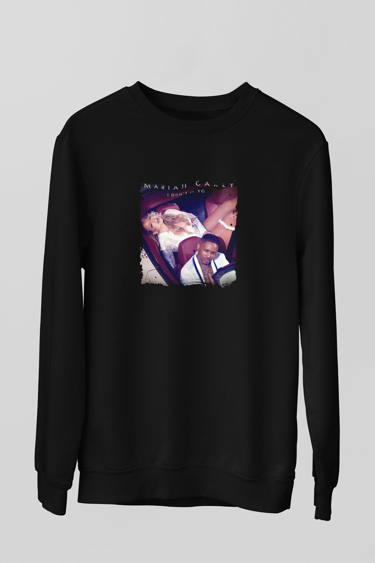 Mariah Carey Baskılı Unisex Siyah Sweatshirt