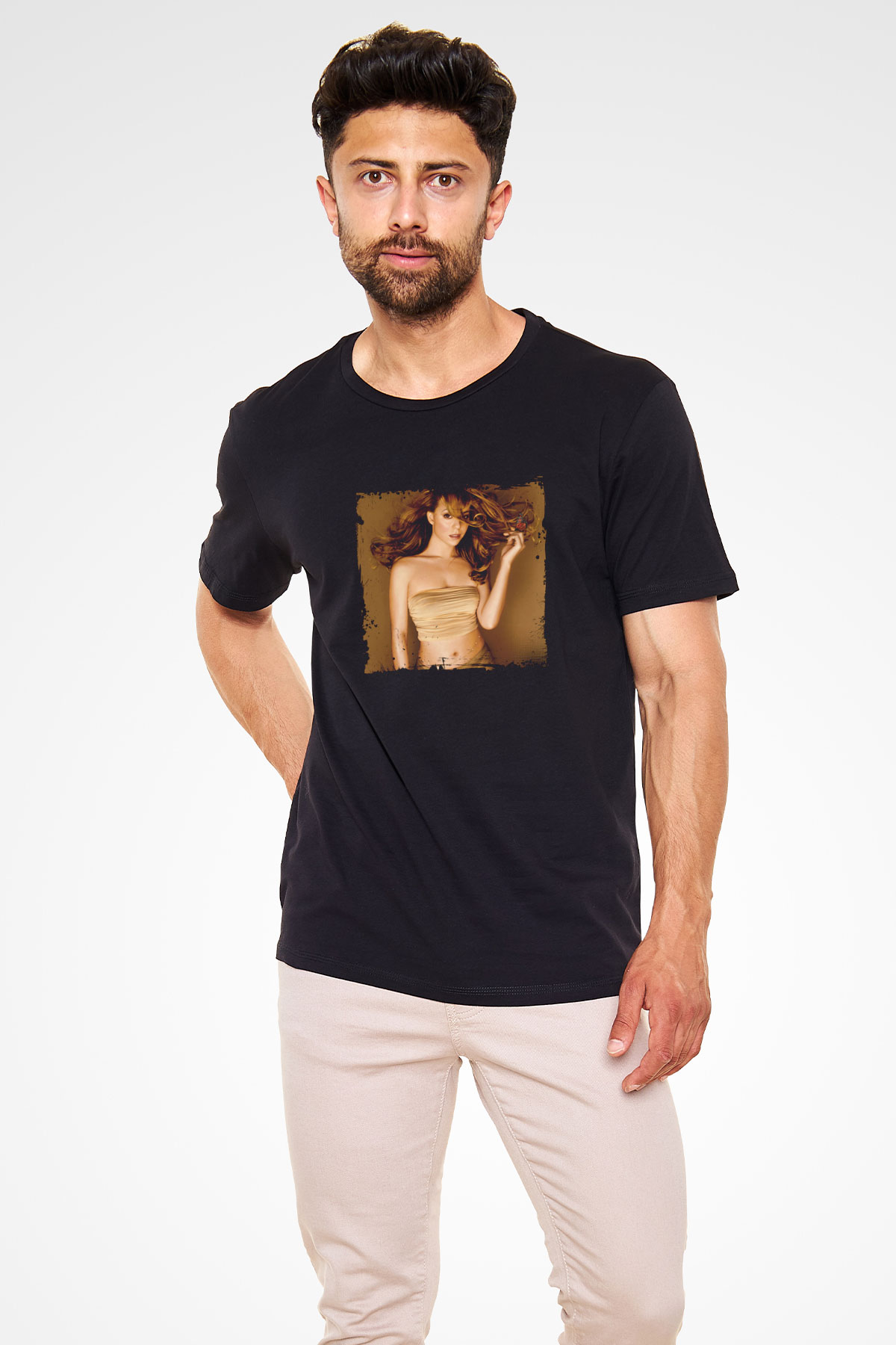 Mariah Carey Baskılı Unisex Siyah Tişört