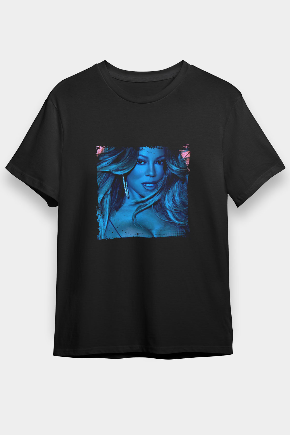 Mariah Carey Baskılı Unisex Siyah Tişört