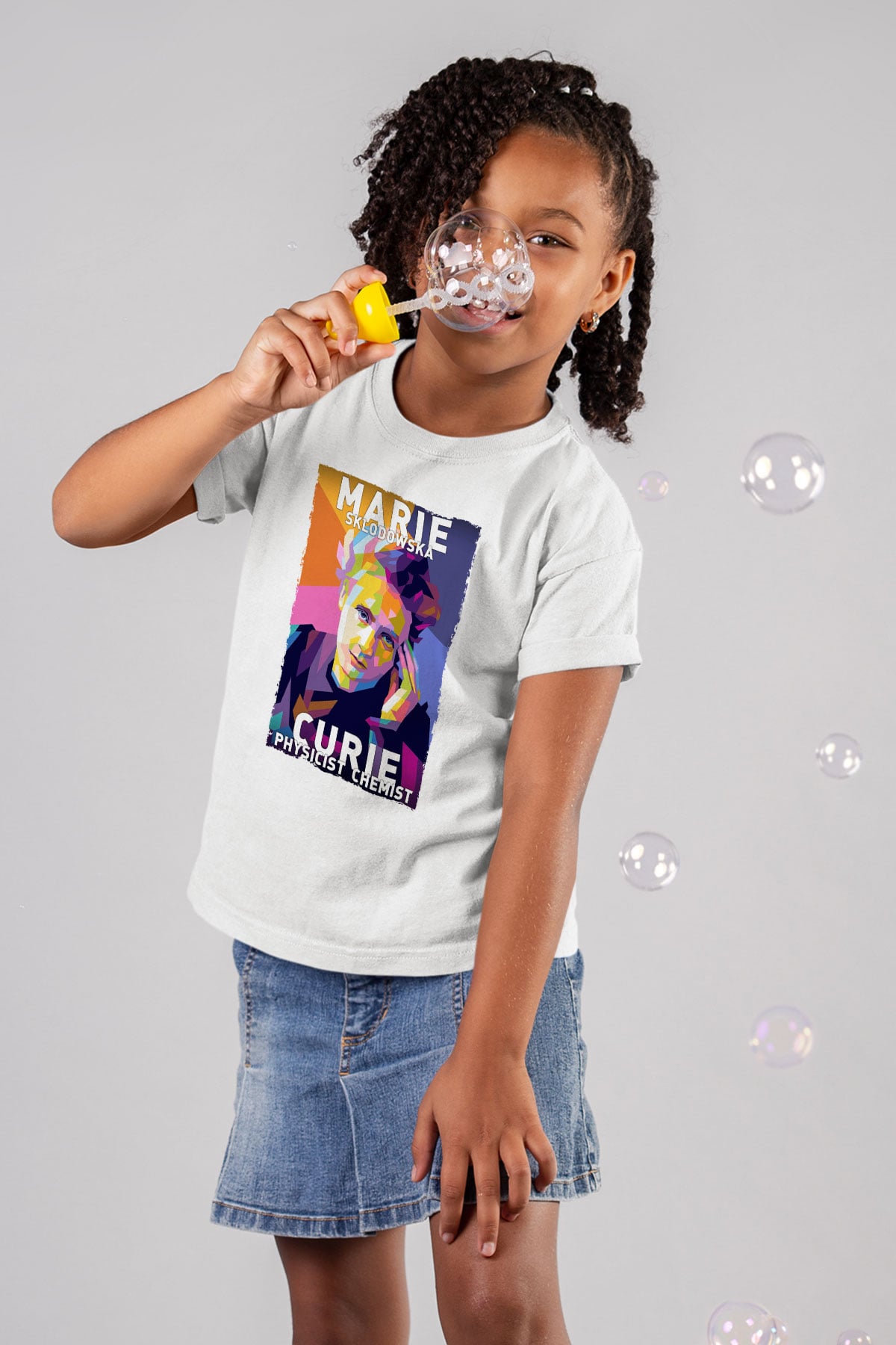 Marie Sklodowska Curie Baskılı Unisex Beyaz Çocuk Tişörtü - Tshirt
