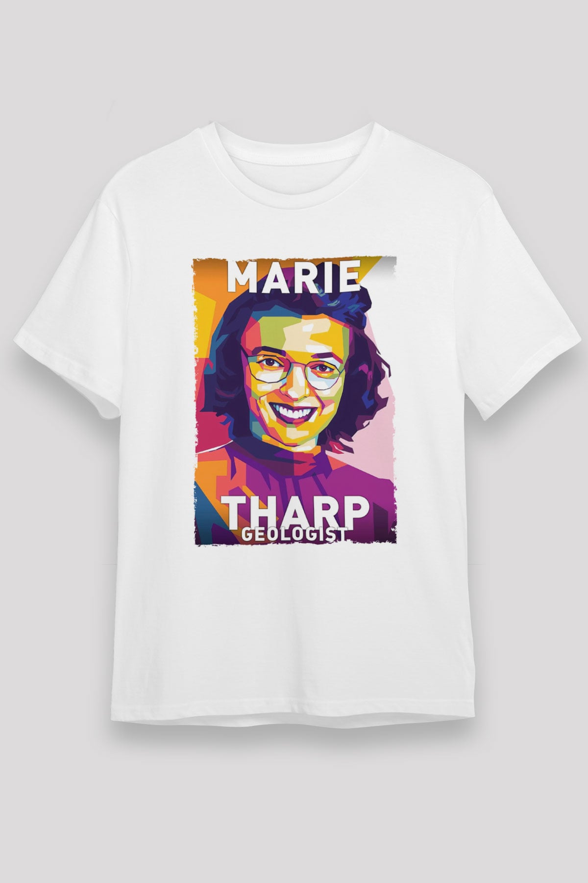 Marie Tharp Baskılı Unisex Beyaz Tişört - Tshirt