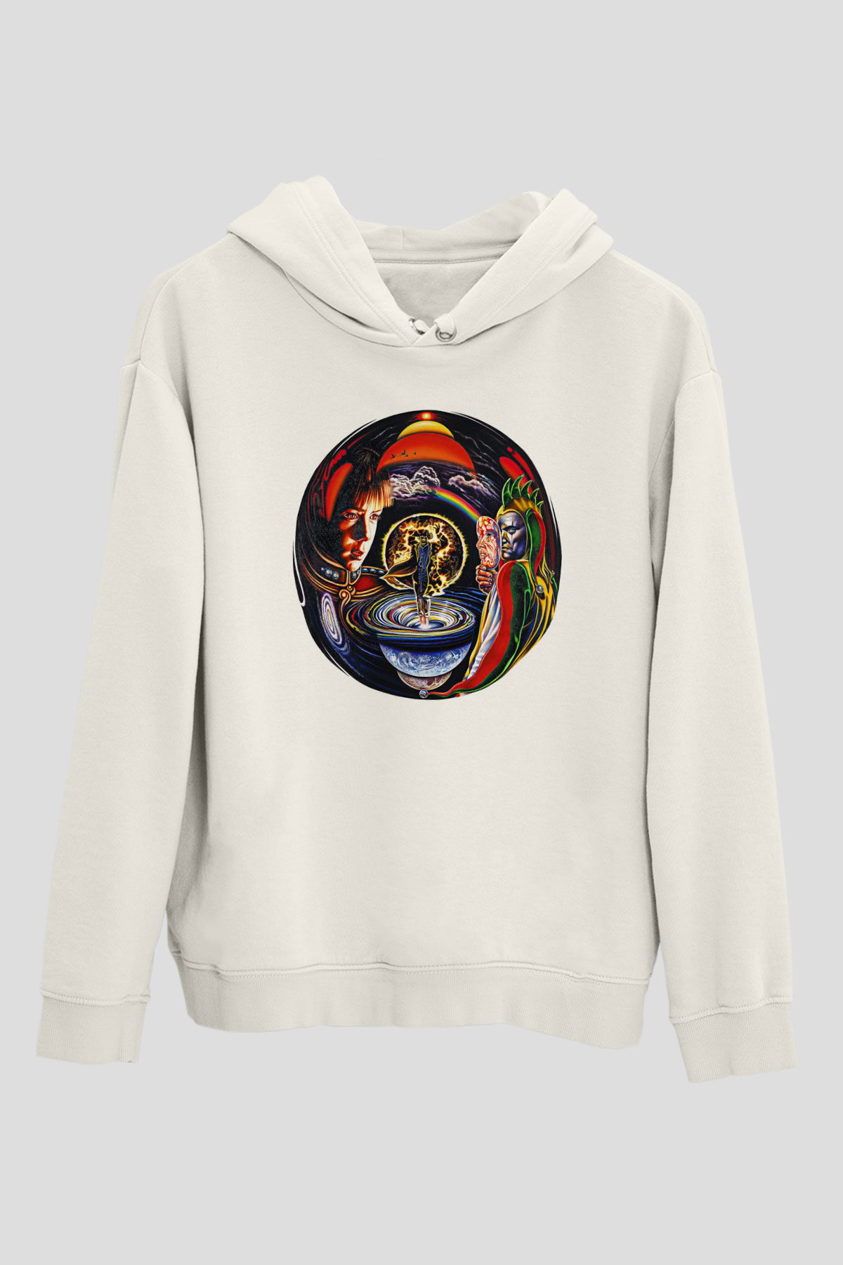 Marillion Baskılı Beyaz Unisex Kapüşonlu Sweatshirt