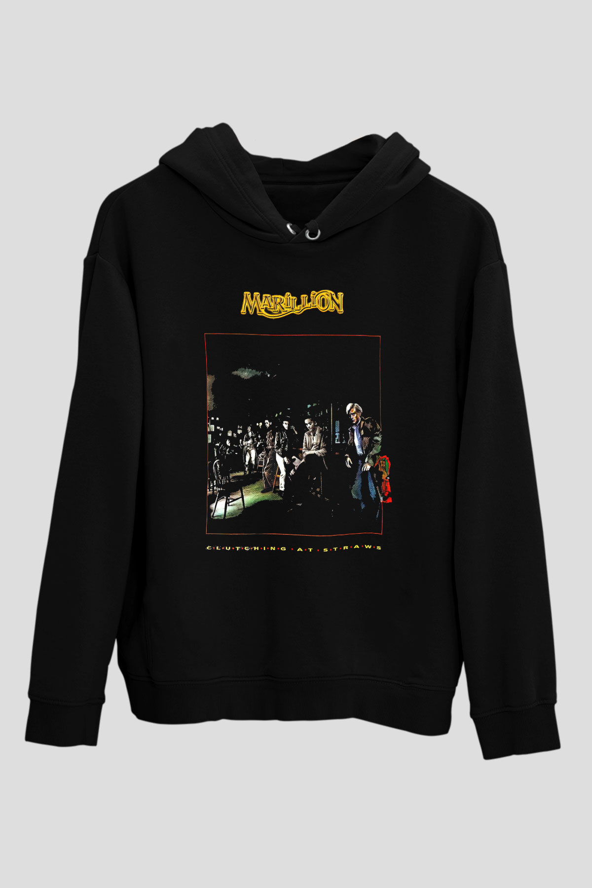Marillion Baskılı Unisex Siyah Kapüşonlu Sweatshirt